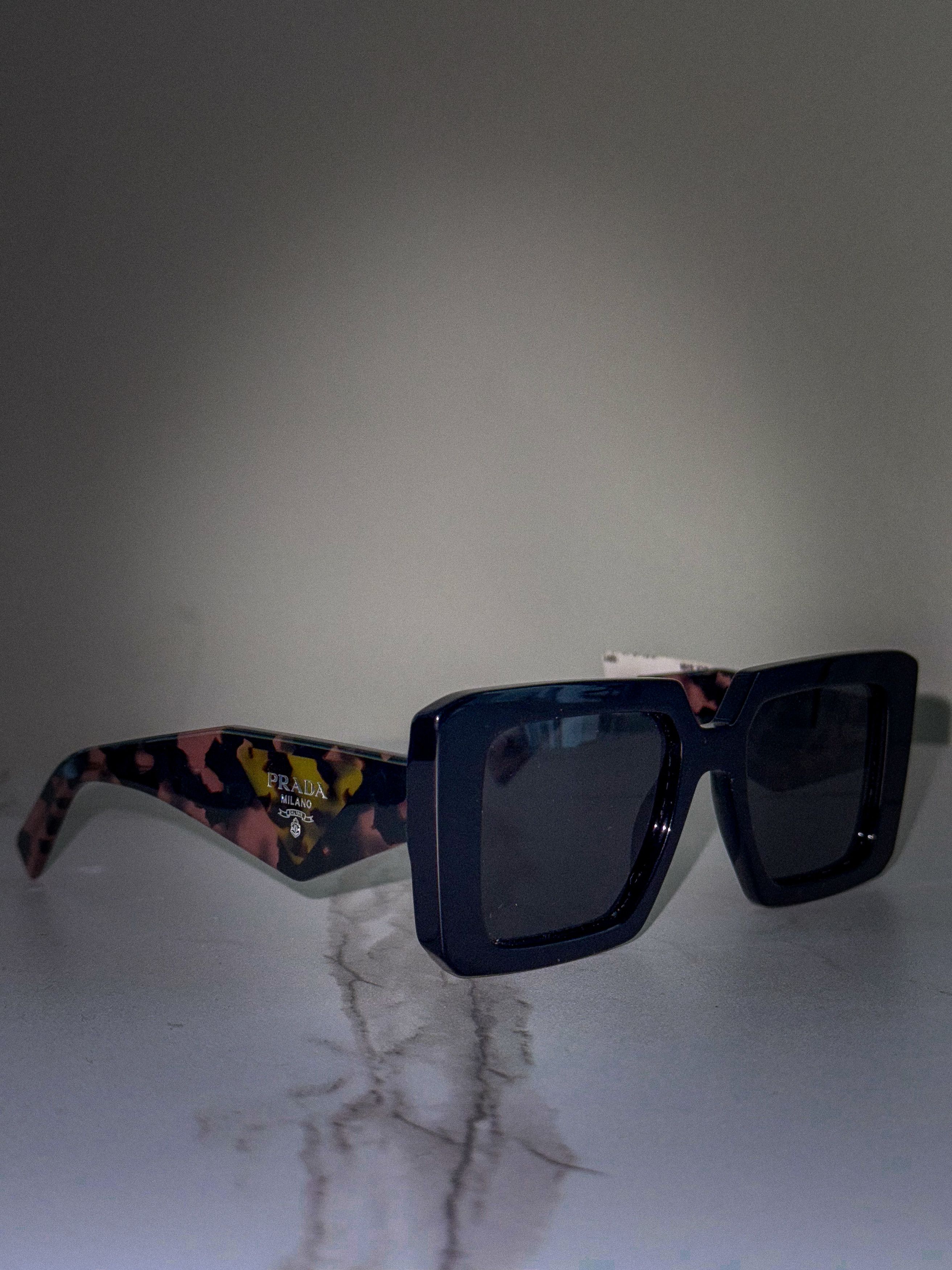 Prada Prada Sunglasses PR23YS 1AB5S0 Black Dark Gray Square NEW Size ONE SIZE - 1 Thumbnail