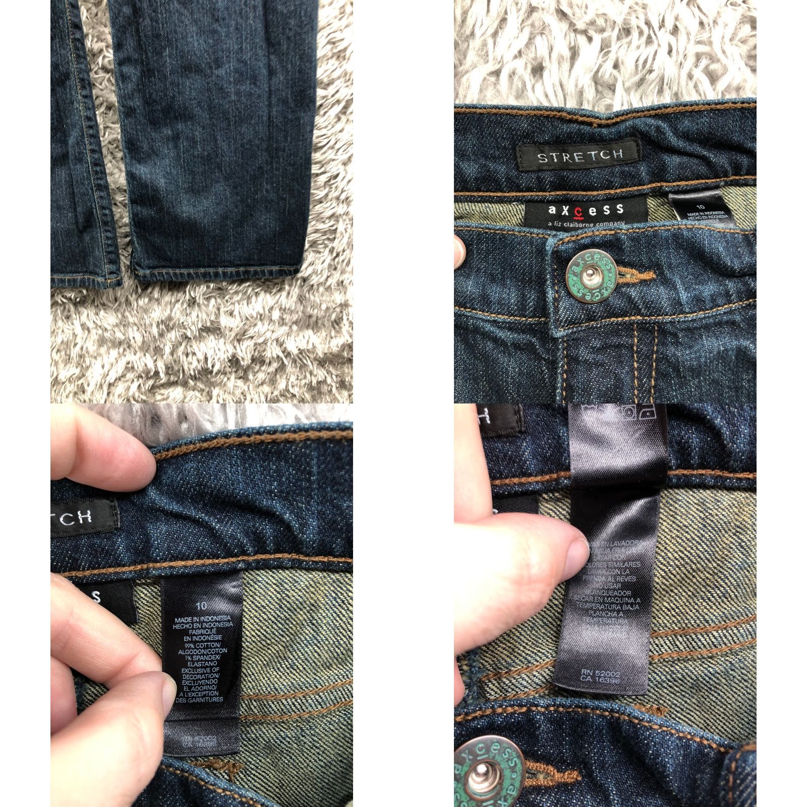 Denime Axcess Jeans Womens Size 10 Regular 32 Blue Denim Bootcut Stretch Dark Wash Slim Rise Mid 8.5-10.5 Inseam 31 in 5-Pocket Logo Button Zipper Size 32" / US 10 / IT 46 - 8 Thumbnail