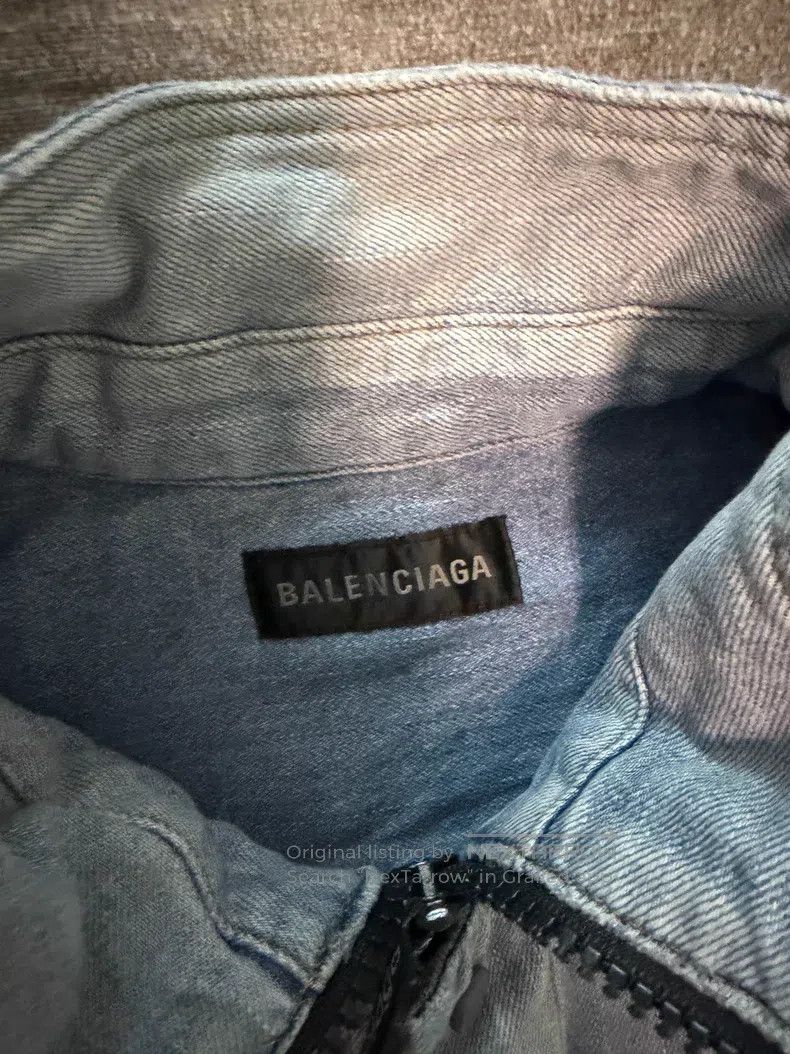Balenciaga Balenciaga Stand collar zipper wash distressed denim shirt Size US S / EU 44-46 / 1 - 3 Thumbnail