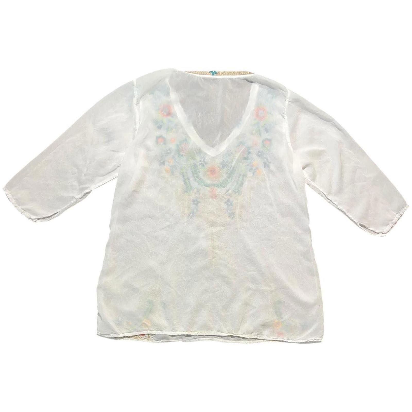 Designer Johnny Was Tunic Embroidered Peasant Blouse Size M / US 6-8 / IT 42-44 - 2 Thumbnail