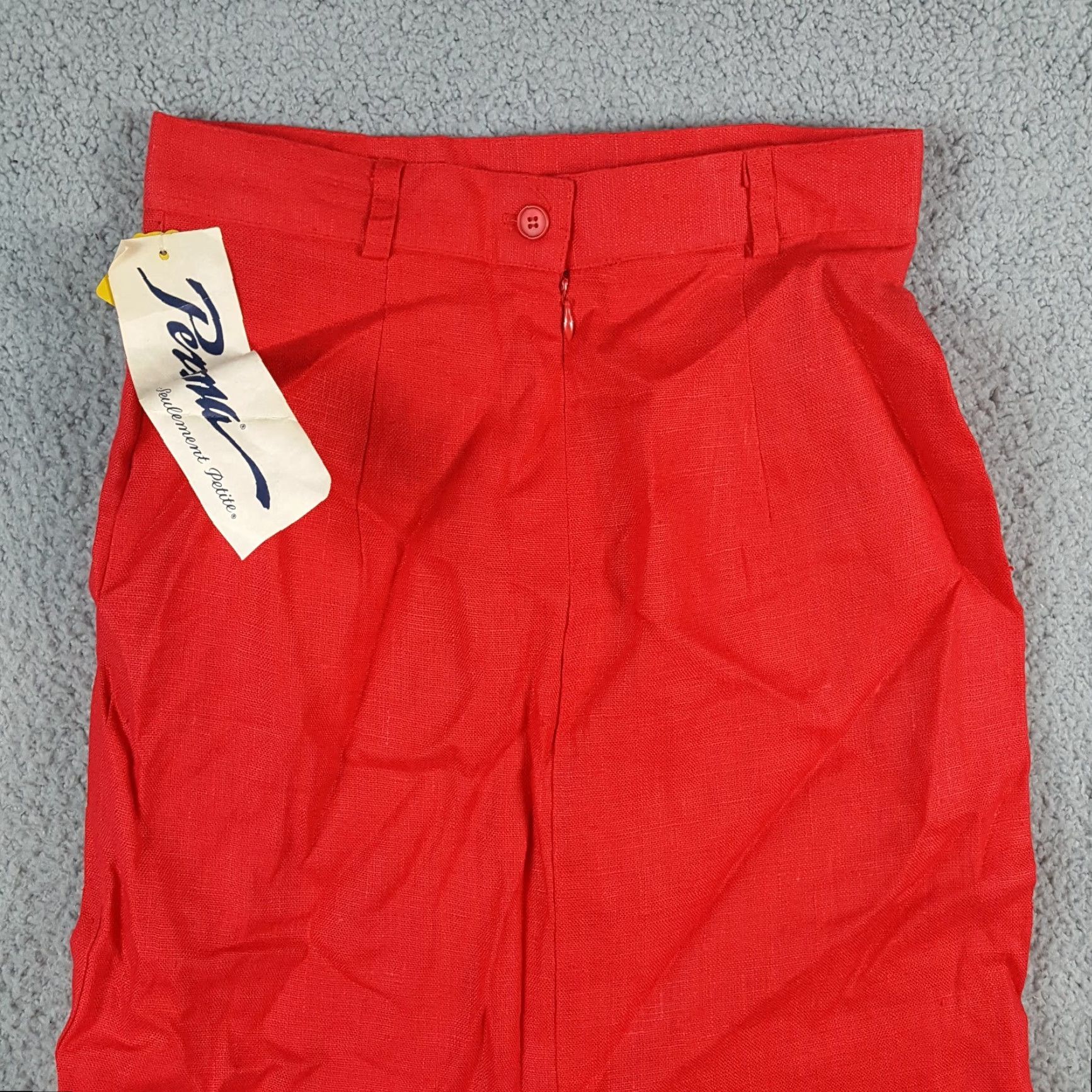 Vintage VINTAGE 80s Linen Pencil Skirt Women's Size 6 Red Long Zip Up Persona USA Made Adult Women Size 28" / US 6 / IT 42 - 2 Thumbnail