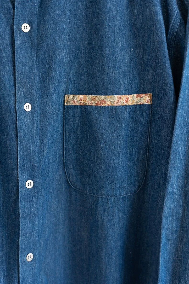 Yohji Yamamoto Yohji Yamamoto size os 90s Floral Neck Denim Shirt Size US M / EU 48-50 / 2 - 4 Thumbnail