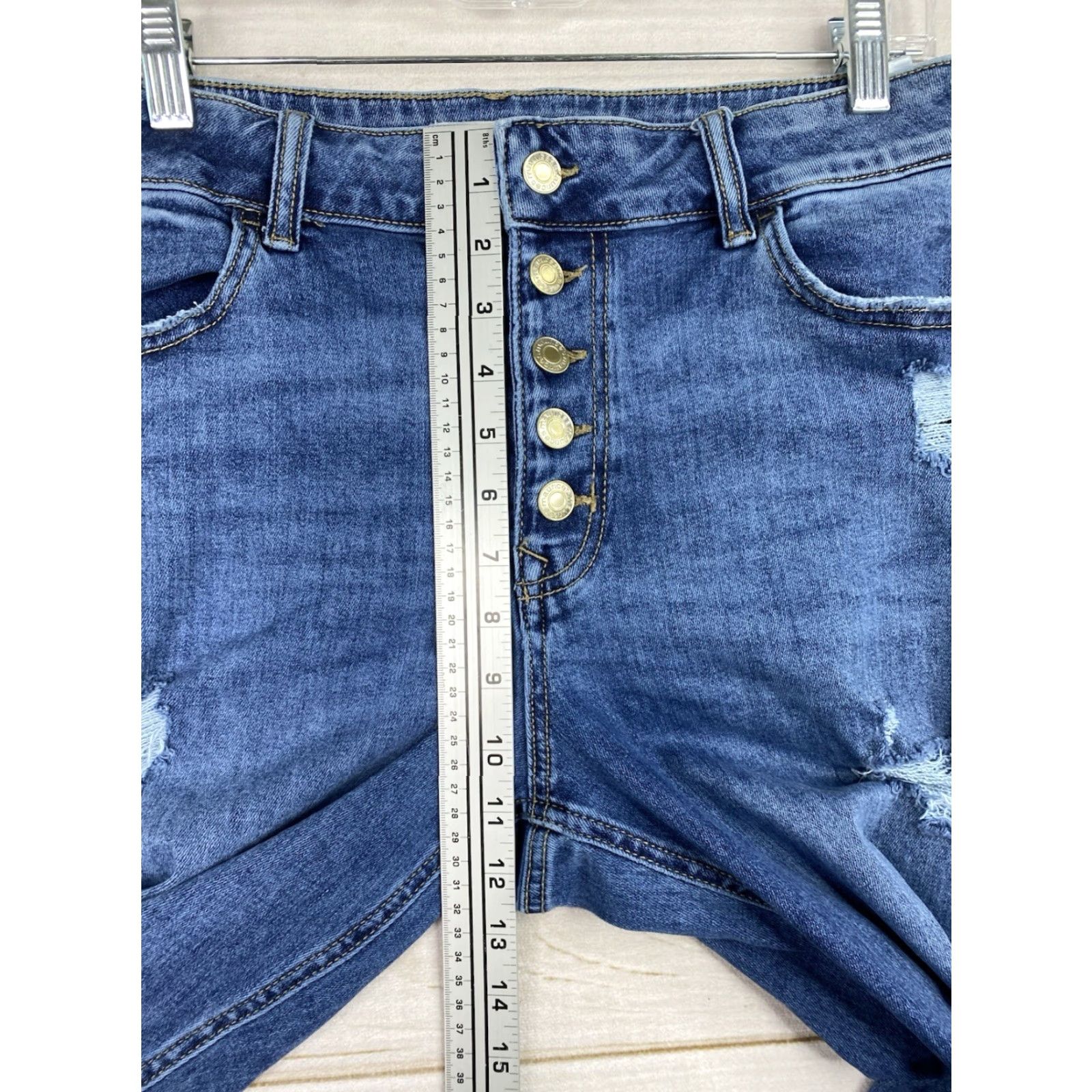 Vintage M Jeans by Maurices L Reg Super Skinny High Rise Dark Wash Stretch Button Fly Size 36" / US 14 / IT 50 - 6 Thumbnail