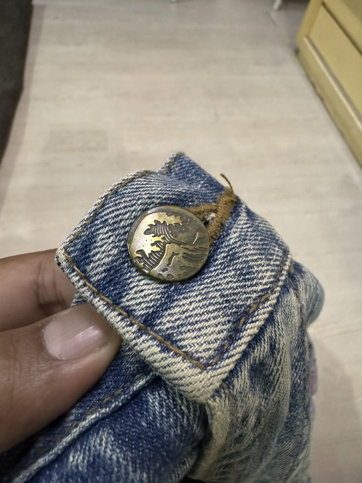 Japanese Brand Koi Pond Dragon Sukajan Japan Jeans Embroidered Size 41” Size US 41 - 10 Thumbnail