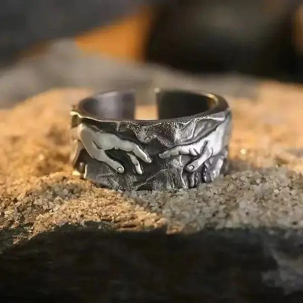 Japanese Brand Retro Artistic Hands Adjustable Ring Size ONE SIZE - 4 Thumbnail