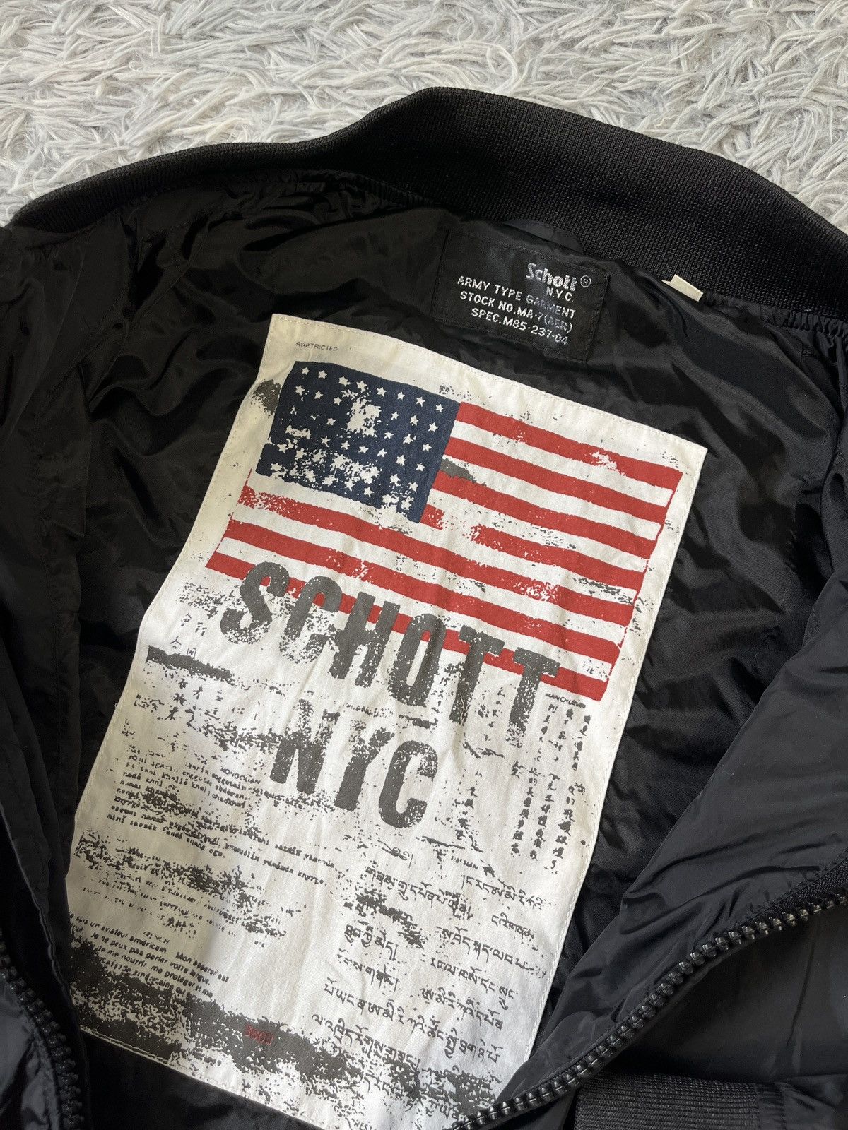 Schott Schott N.Y.C. MA-7 Nylon Bomber Flight Jacket Black Flag Lining Size US M / EU 48-50 / 2 - 8 Thumbnail
