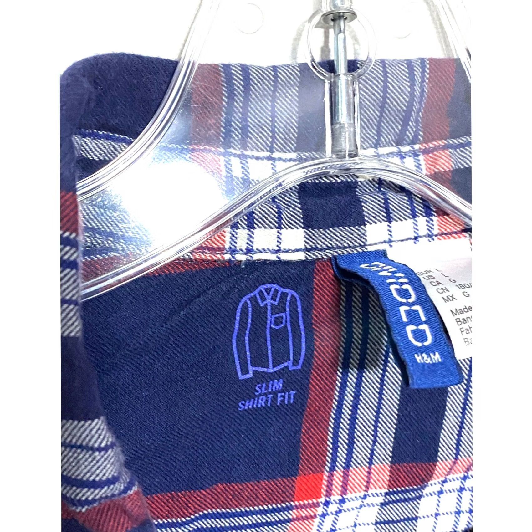 H&M H&M Divided Shirt Mens L Button-Up Plaid Slim Fit Pearl Snap Button-Down Outdoors Casual Fall Y2K Slim Fit Plaid Shirt Mens L Blue Size US L / EU 52-54 / 3 - 4 Thumbnail