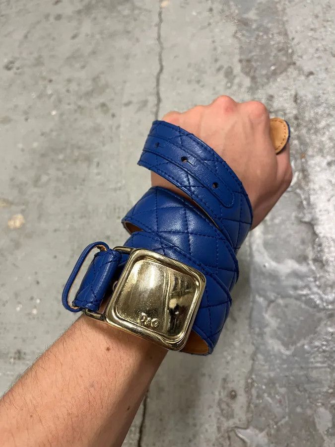 Dolce & Gabbana × Vintage 2000s Dolce & Gabbana Navy Leather Belt Size ONE SIZE - 2 Thumbnail