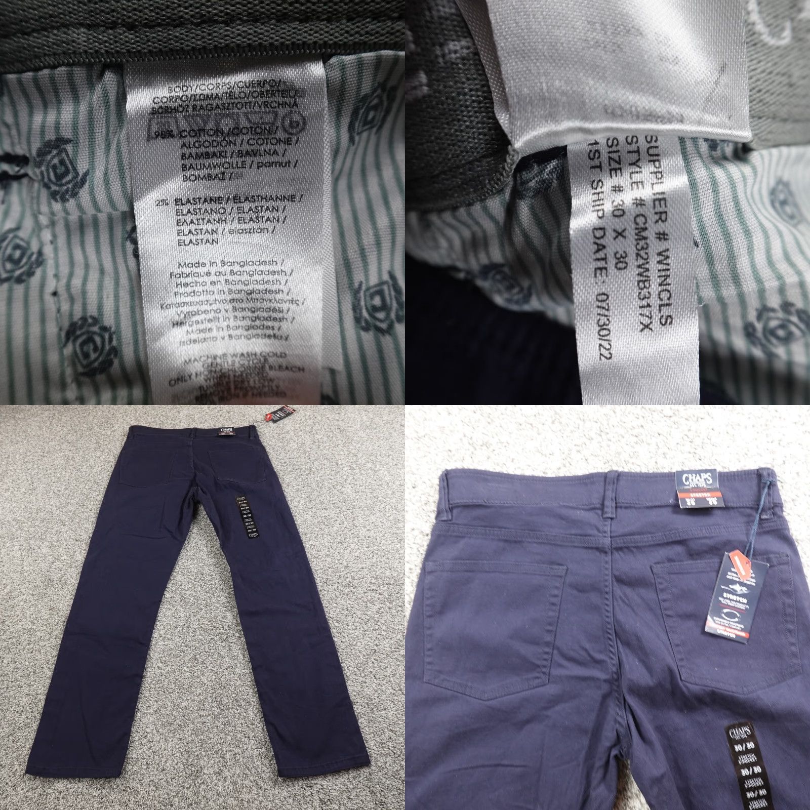 Chaps Chaps Pants Mens 30X30 Blue Chino 5 Pocket Stretch Golf Regular Inseam 30 Size US 30 / EU 46 - 8 Thumbnail