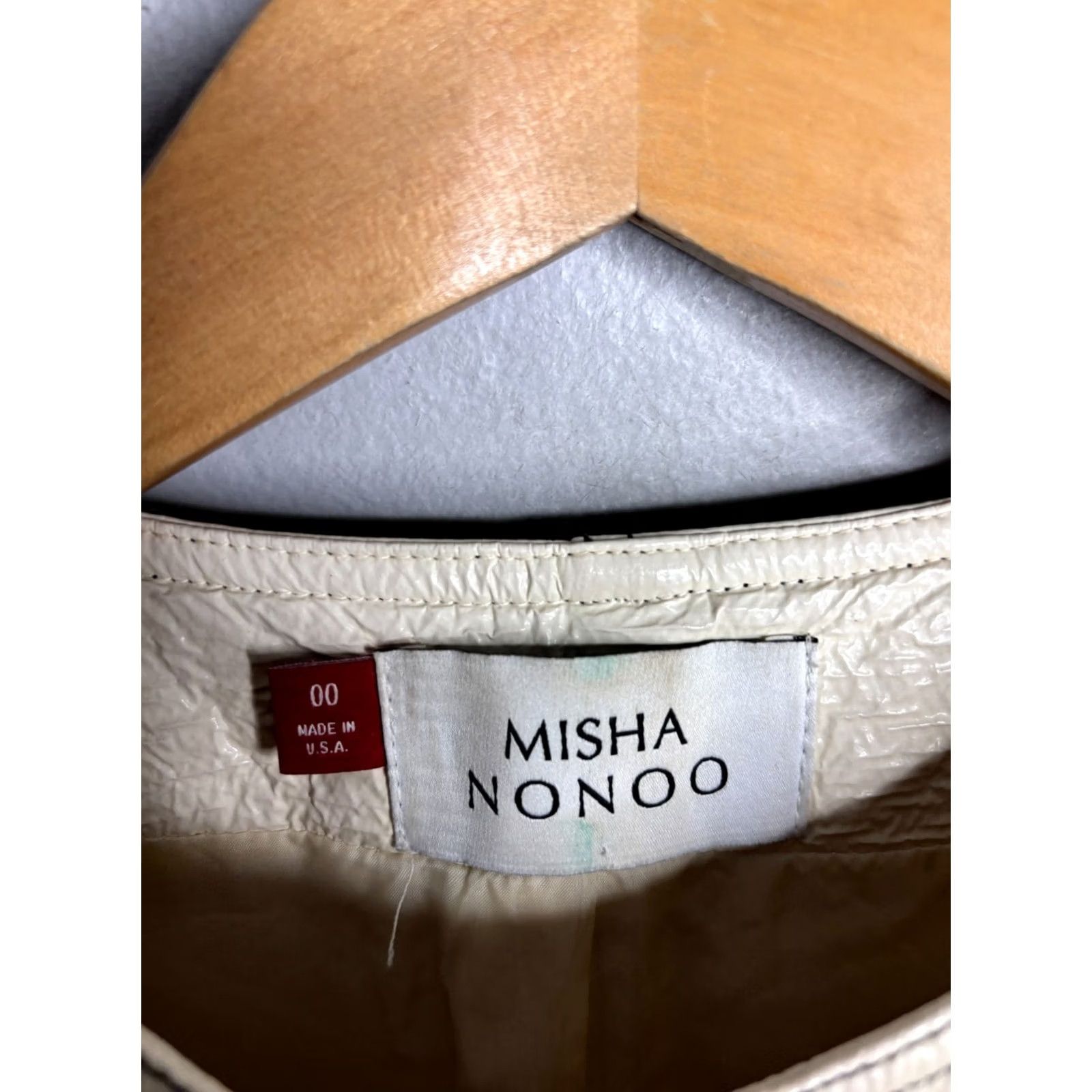 Vintage Misha Nonoo Dress Shirt Dress Women's Midi White Size 00 Faux Leather Cotton 8/10 Vintage? 2579 Size XXS / US 00 / IT 34 - 5 Thumbnail
