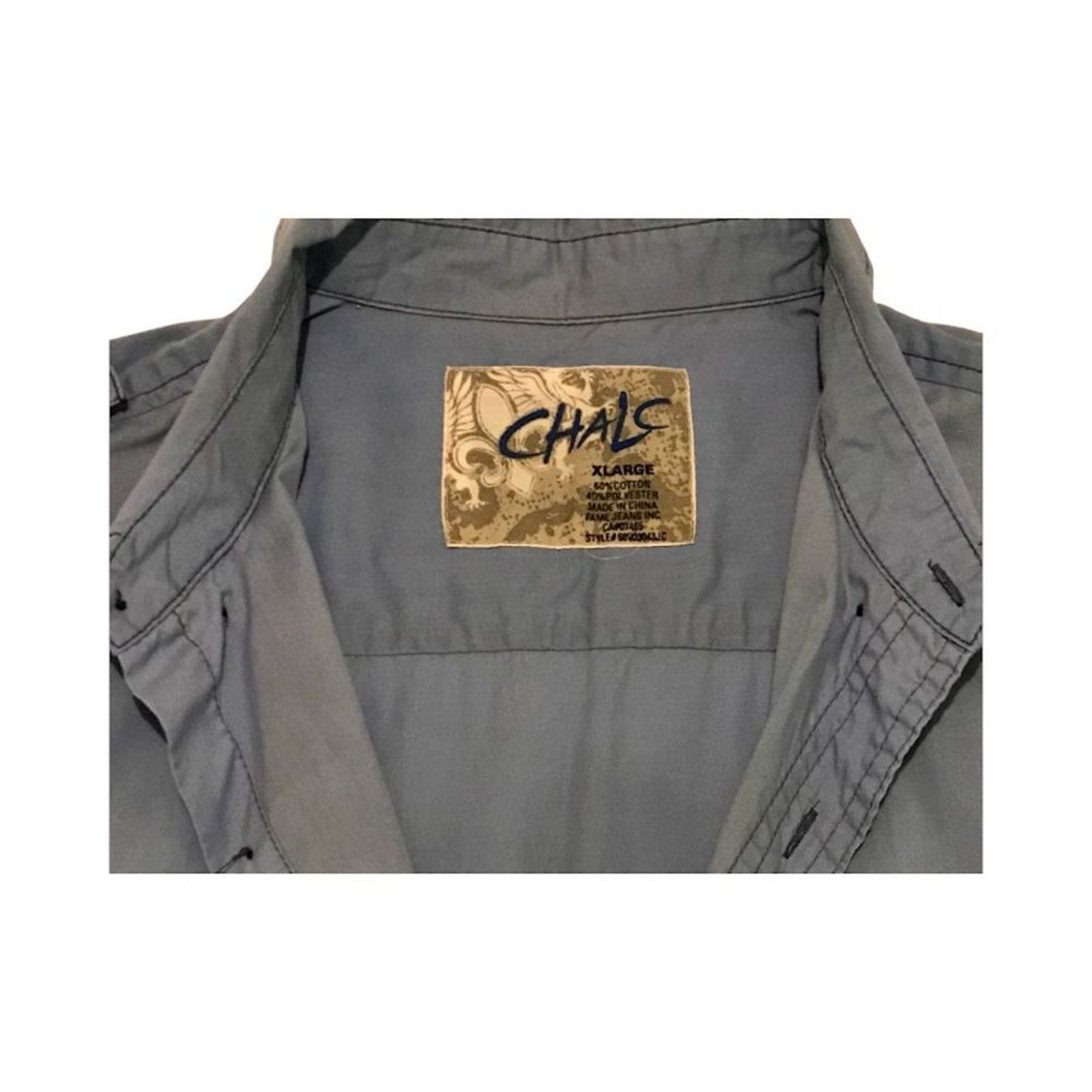 The Unbranded Brand Chalc Men's Shirt Blue Grey XL Long Sleeve Button-Up Cotton Size US XL / EU 56 / 4 - 2 Thumbnail