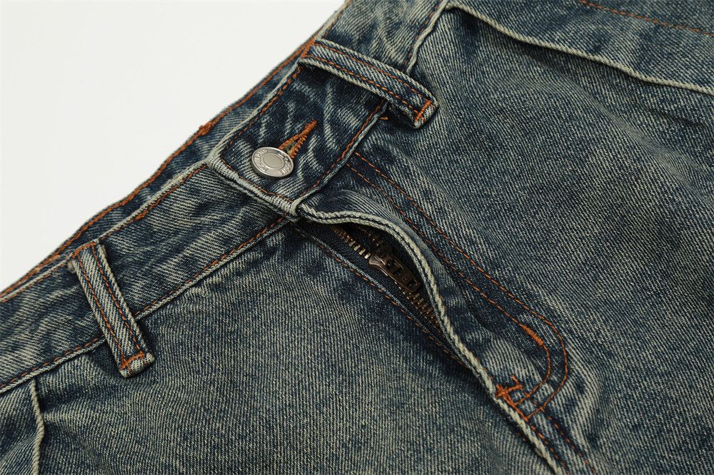 Japanese Brand × Jean Men's contrast striped loose punk distressed washed jeans Size US 32 / EU 48 - 4 Thumbnail