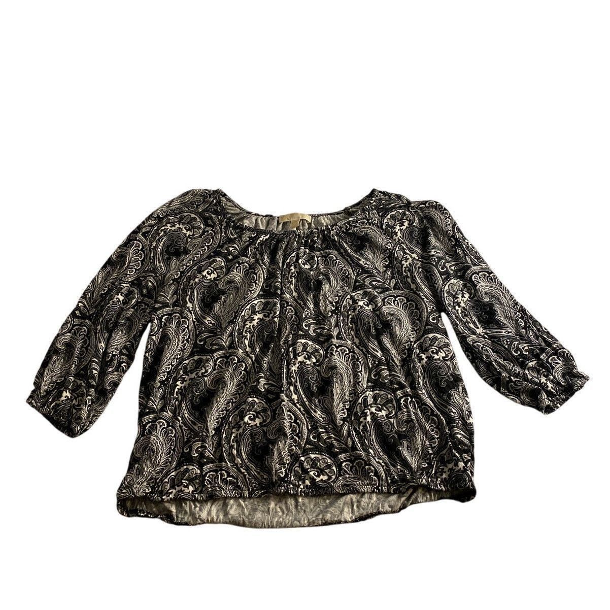 Michael Kors Michael Kors Black White Paisley Blouse XL 3/4 Sleeve Boho Size XL / US 12-14 / IT 48-50 - 2 Thumbnail