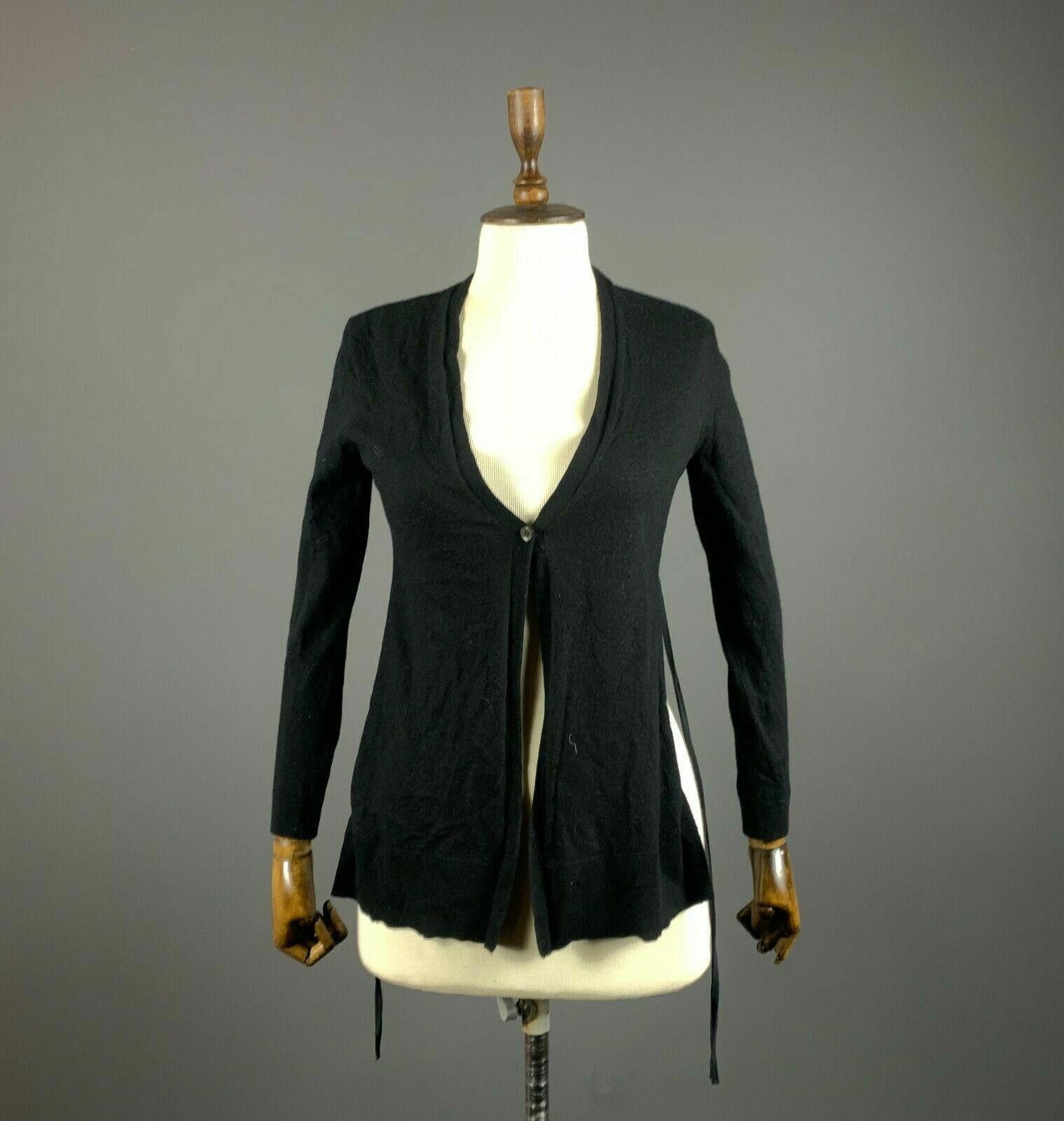 Designer Dorothee Schumacher Black Wool V-Neck Cardigan Sweater Size M / US 6-8 / IT 42-44 - 1 Thumbnail