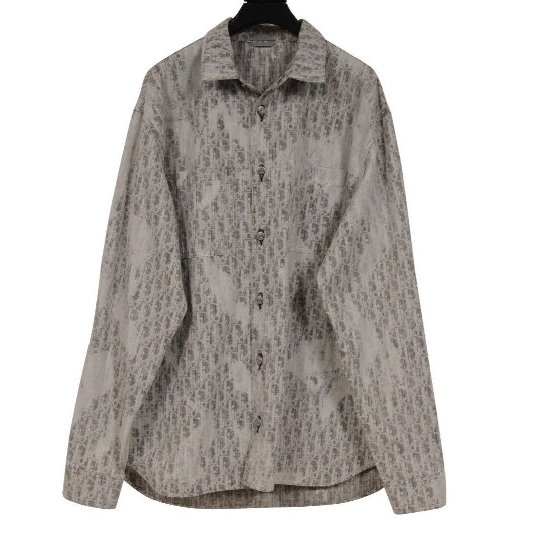 Oblique Button Down Denim Shirt IT 42 White