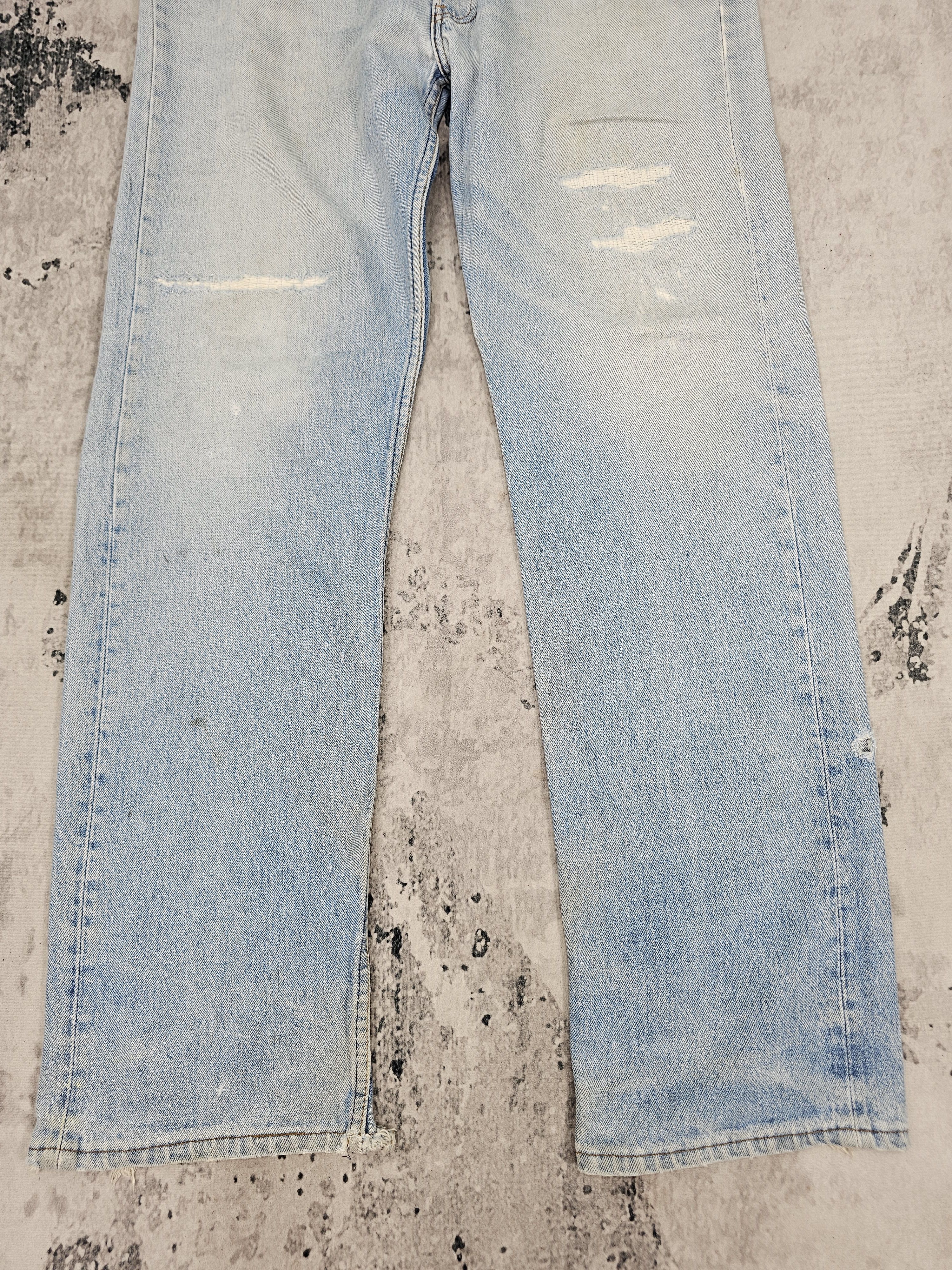 Levi's Vintage Clothing Vitg 90's LEVIS 501 Faded Made In Usa Ripped Jeans L0529 Size US 36 / EU 52 - 3 Thumbnail