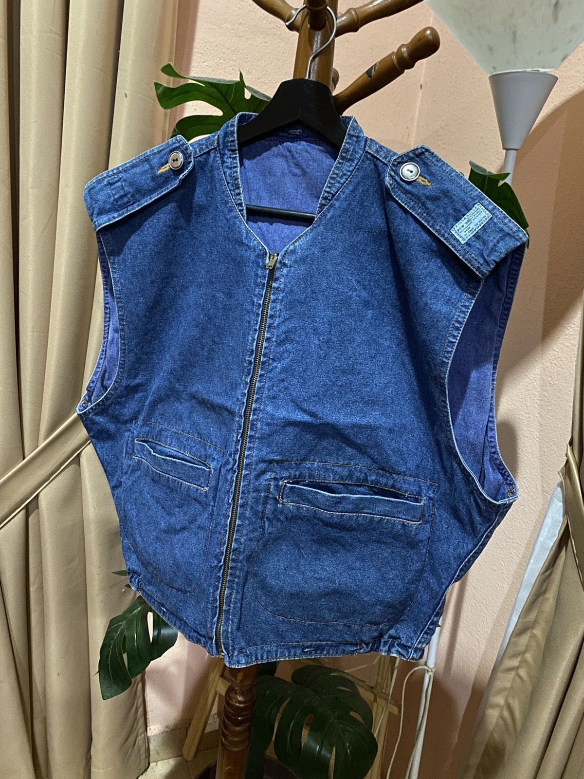 POP84 VINTAGE POP 84 DENIM BLUE VEST JACKET MADE IN ITALY Size US XL / EU 56 / 4 - 2 Thumbnail