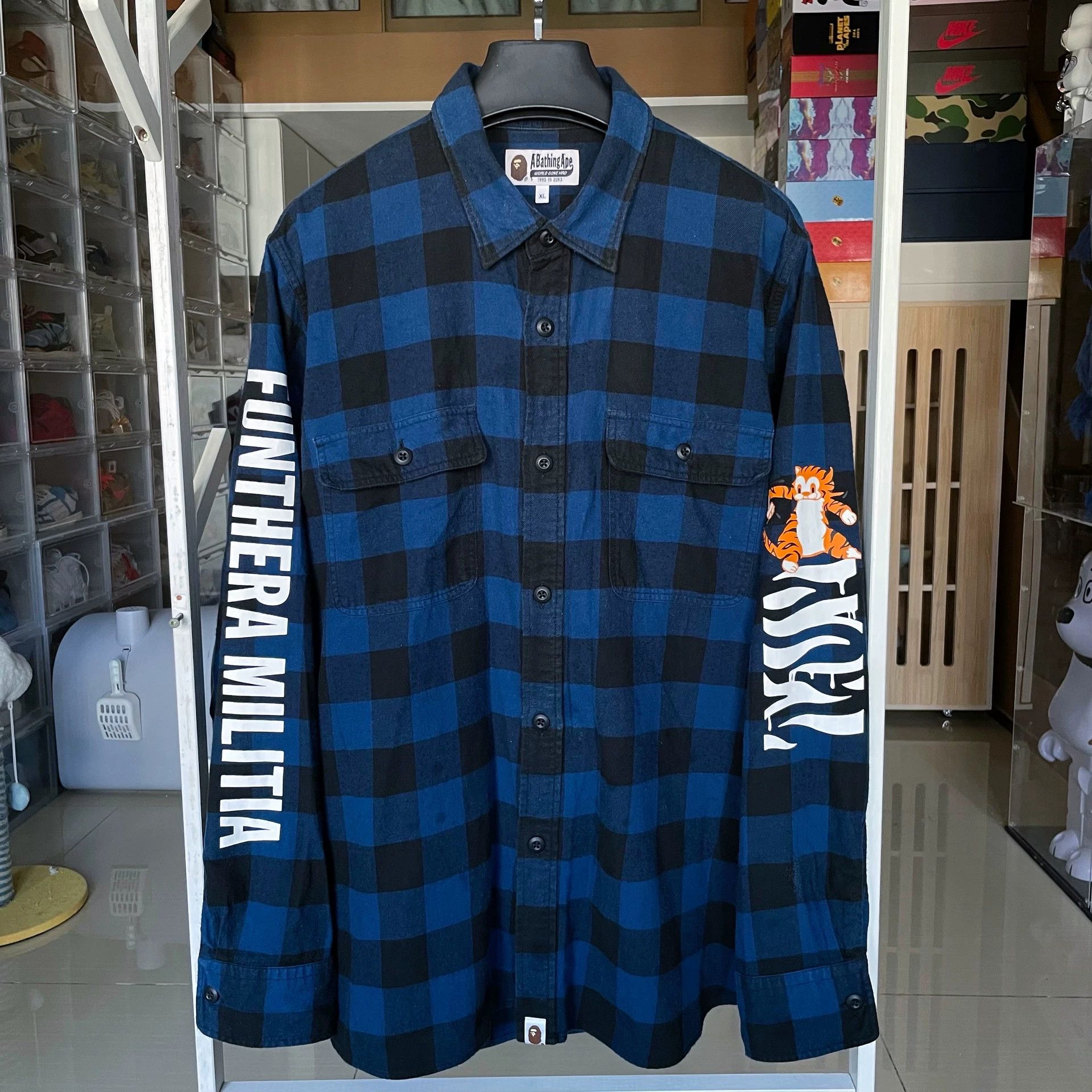 Bape Bape Tiger Shark Blue Plaid Shirt Size US XL / EU 56 / 4 - 1 Thumbnail