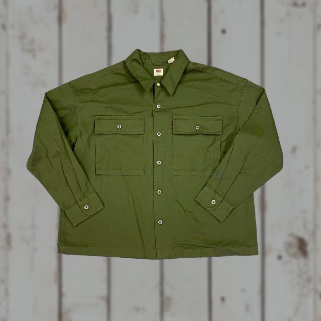 Levi's VINTAGE Levi's Trucker Jacket Green Twill Coat Button Up Logo Red Tab Mens Medium Size US M / EU 48-50 / 2 - 1 Thumbnail