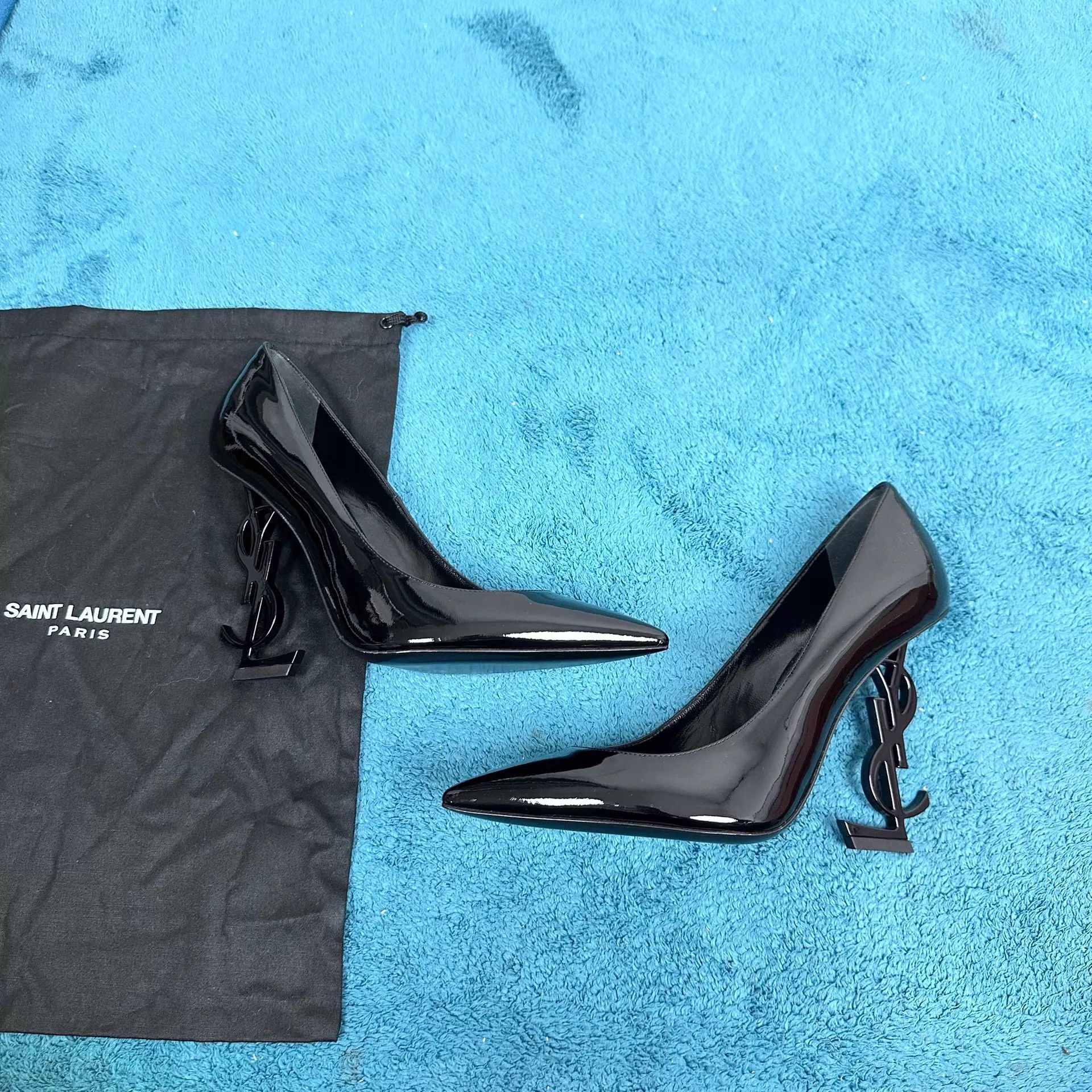 Saint Laurent Paris SLP Opyum Patent Pointed Toe Unique Black 35.5 LN Size US 5 / IT 35 - 2 Thumbnail