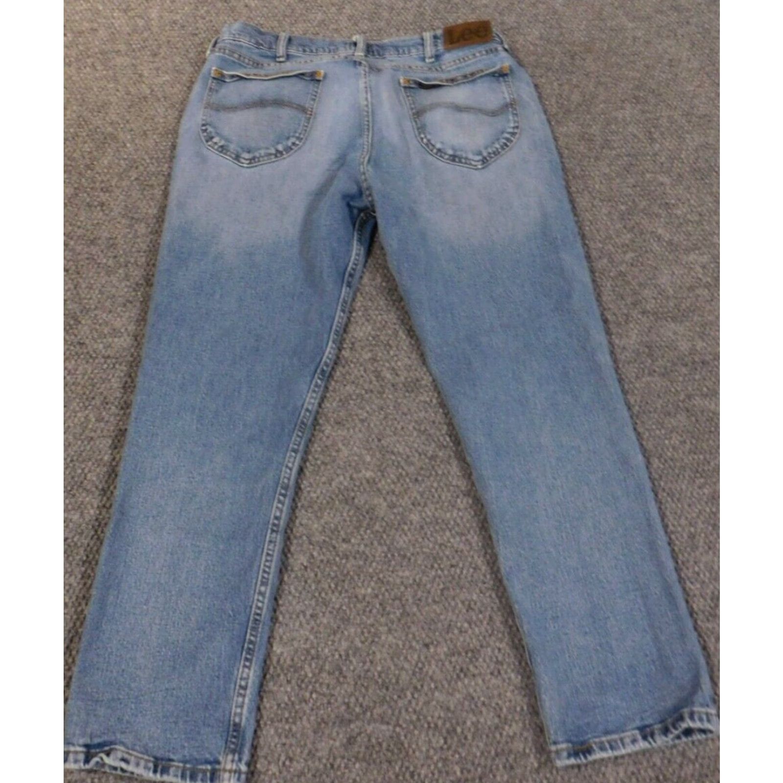 Lee Lee Jeans Men Jeans 36x30 Light Blue Distressed Denim Work Straight Regular USA Pocket Zipper Mid Rise 30 In Inseam Size US 36 / EU 52 - 7 Thumbnail