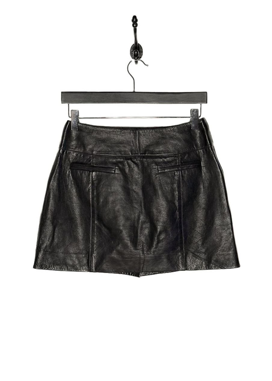 Chanel Chanel FW06 Runway Black Leather CC Buttons Mini Skirt Size 26" / US 2 / IT 38 - 3 Thumbnail