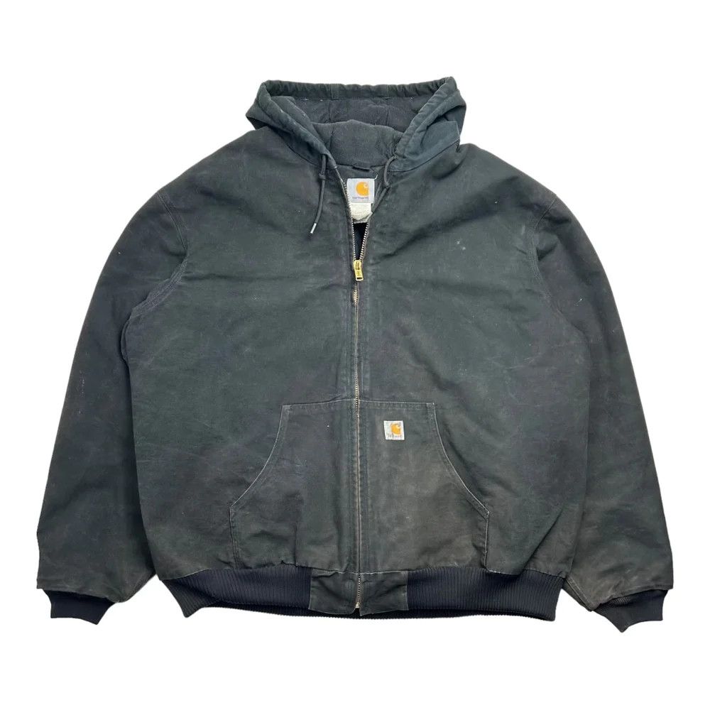 image of Vintage Carhartt Hooded Jacket Black, Men's (Size 2XL)