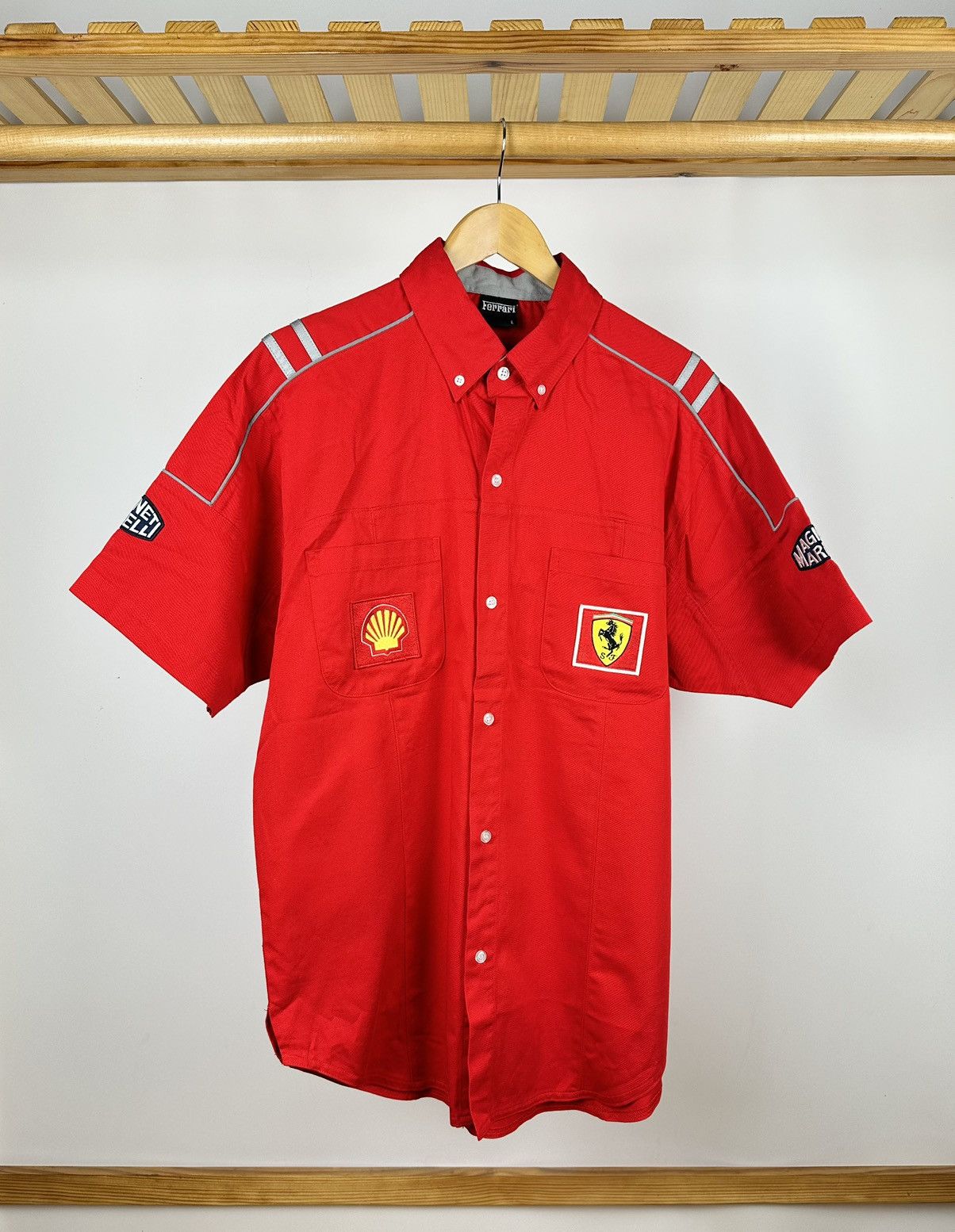Ferrari × Vintage Vintage Ferrari 90s Racing Shirt Button Shell Size US L / EU 52-54 / 3 - 1 Thumbnail