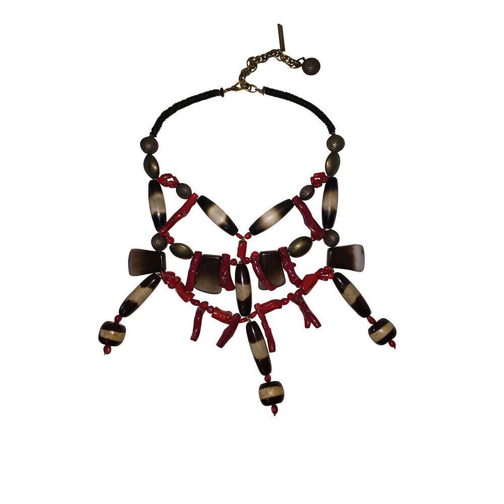 Oscar De La Renta Oscar Renta Statement Coral Simulated Bone Bead Necklace Bib Size ONE SIZE - 7 Thumbnail