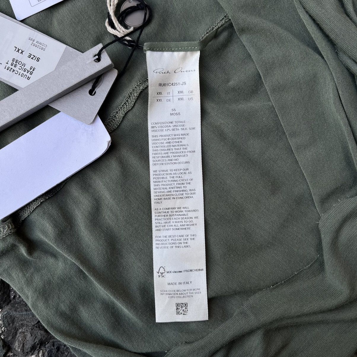 Rick Owens BNWT Rick Owens S/S2023 “EDFU” Basic Short Sleeve Tee “Moss” Size US XXL / EU 58 / 5 - 11 Thumbnail