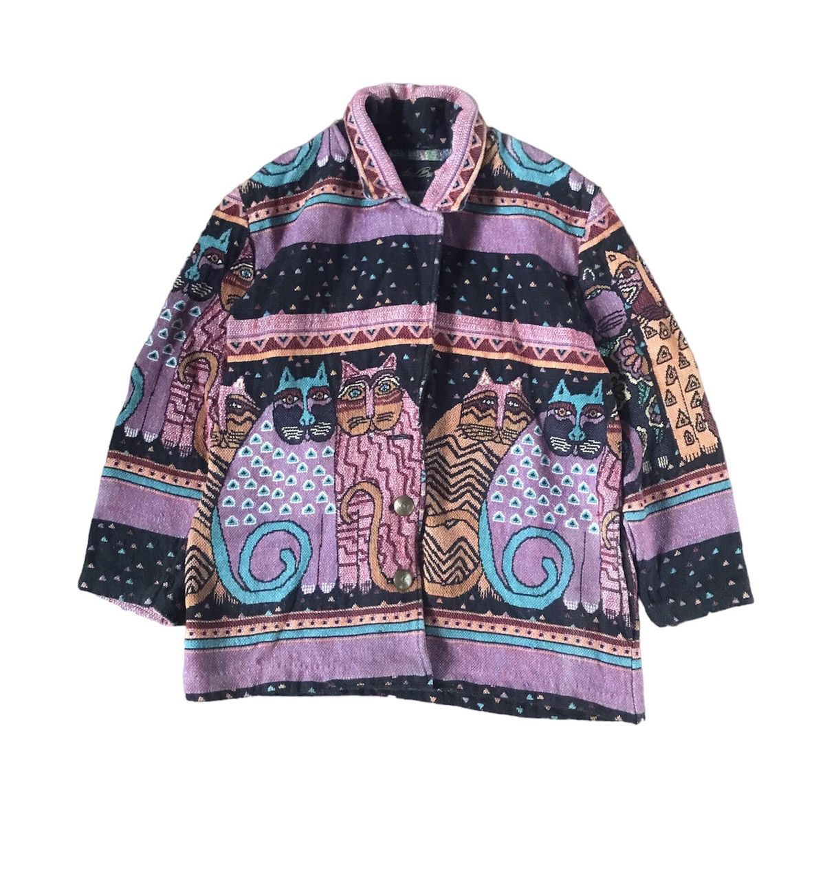 Art Comes First VTG 90’s Cat Embroidered Novelty Western Boho Blazer Jacket Size US M / EU 48-50 / 2 - 4 Thumbnail