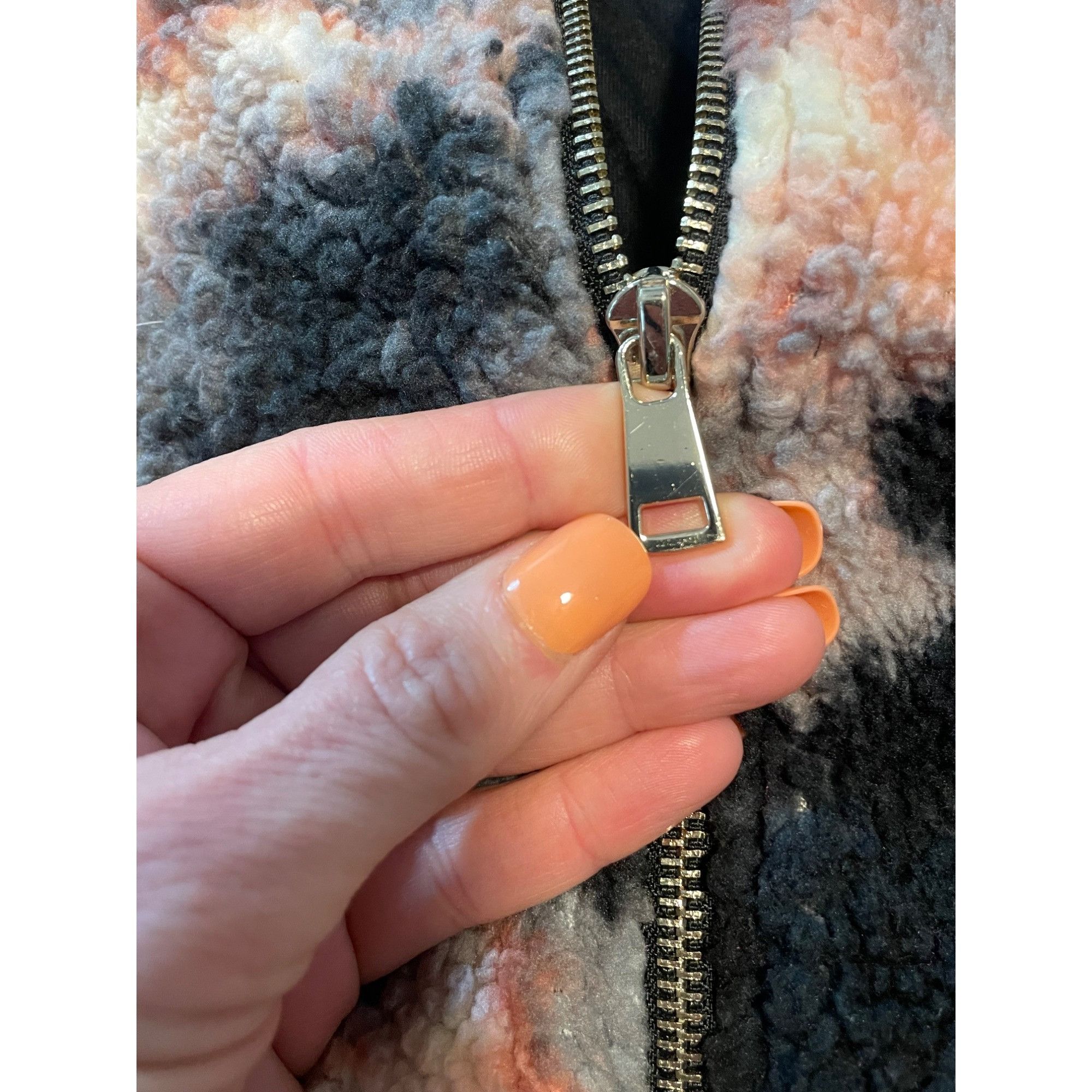Other Tie-Dye Sherpa Fleece Jacket 1X By Love + Joy Coral Black Go Size XL / US 12-14 / IT 48-50 - 5 Thumbnail