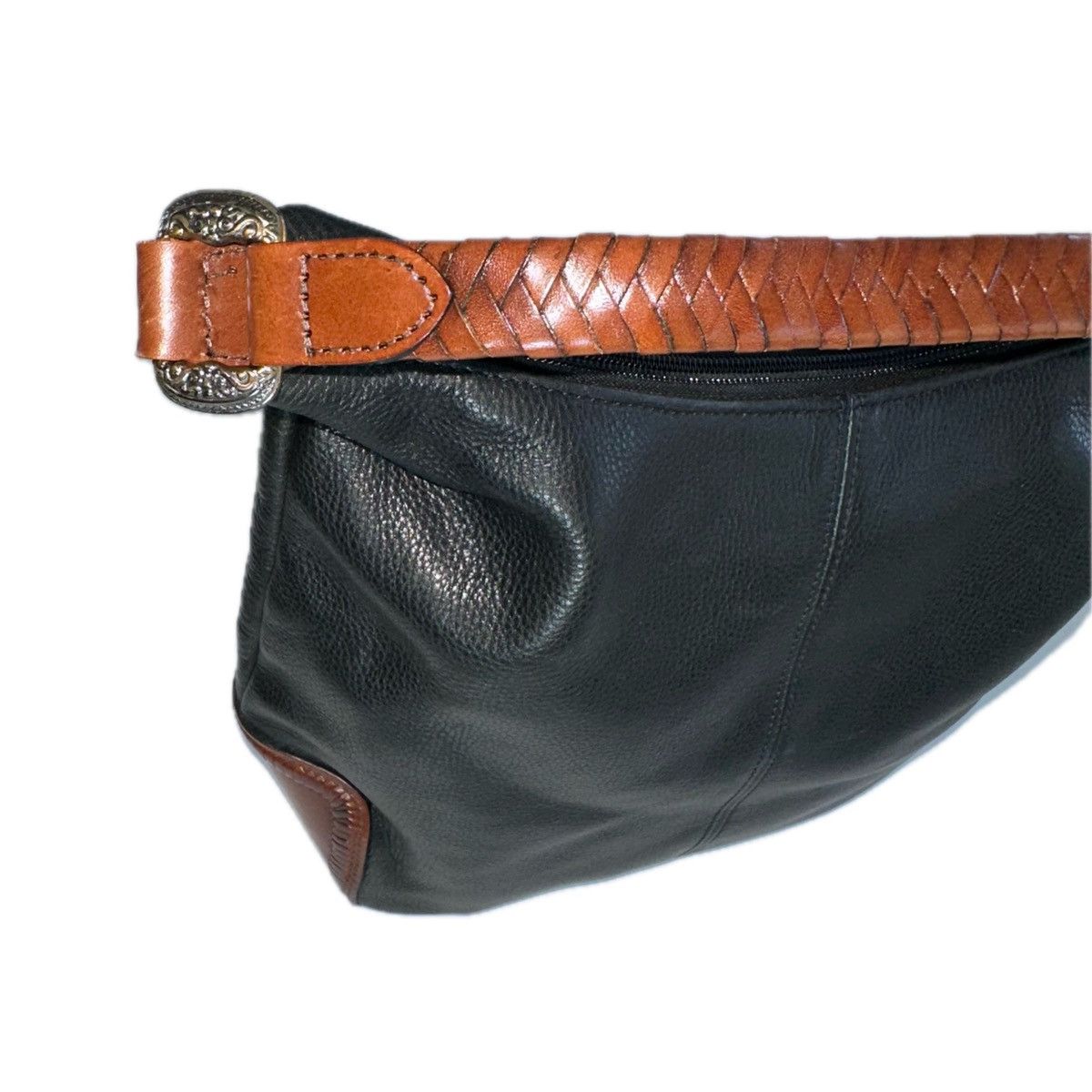 Fossil Vintage Fossil Black Leather Accents Brailed Strap Hobo Bag Size ONE SIZE - 4 Thumbnail
