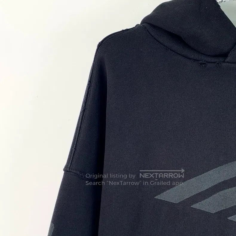 Balenciaga Balenciaga Black Logo Print Aged Cotton Hooded Long Sleeve Size US M / EU 48-50 / 2 - 3 Thumbnail