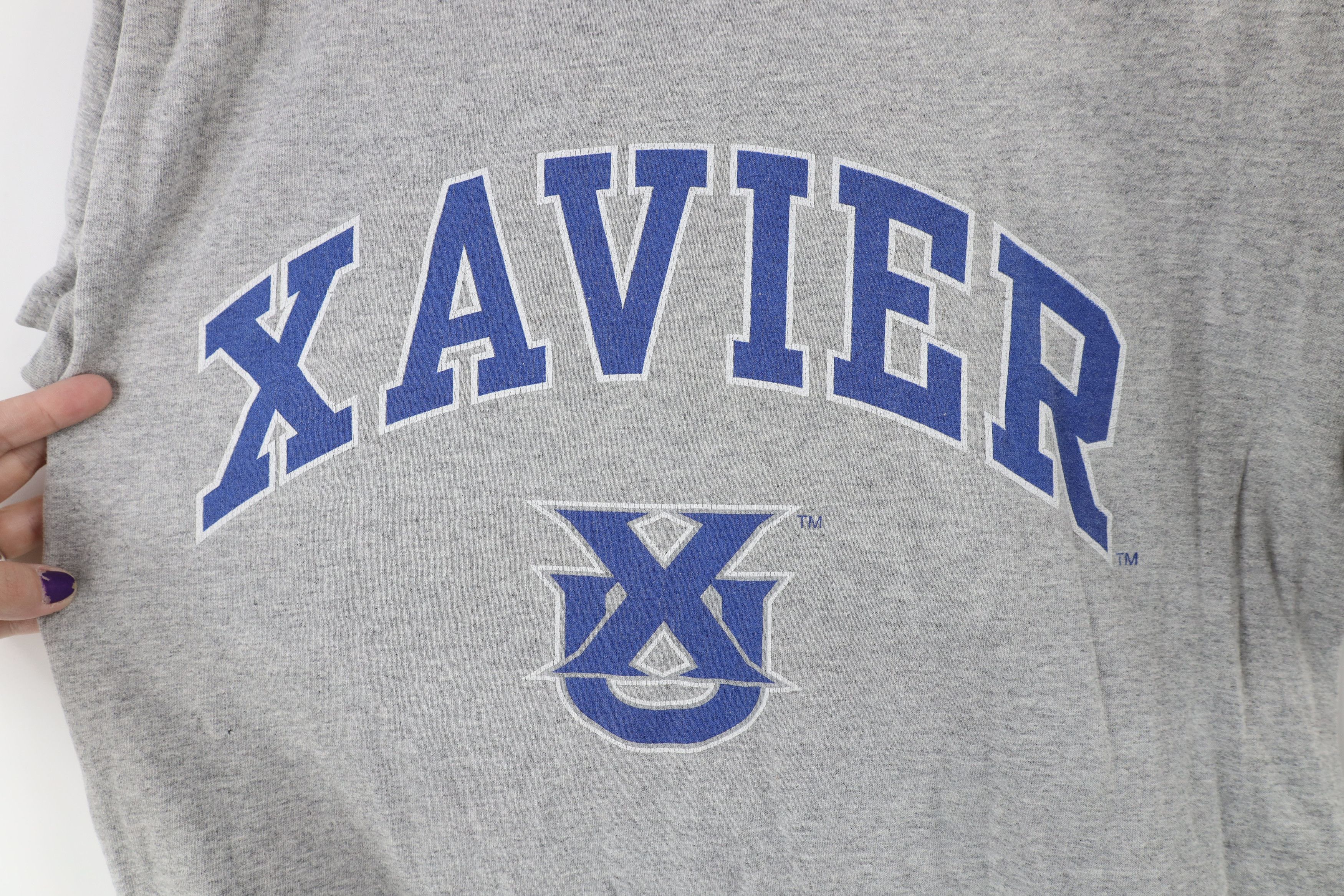 Vintage Vintage 90s Spell Out Xavier University T-Shirt Gray Size US S / EU 44-46 / 1 - 4 Thumbnail