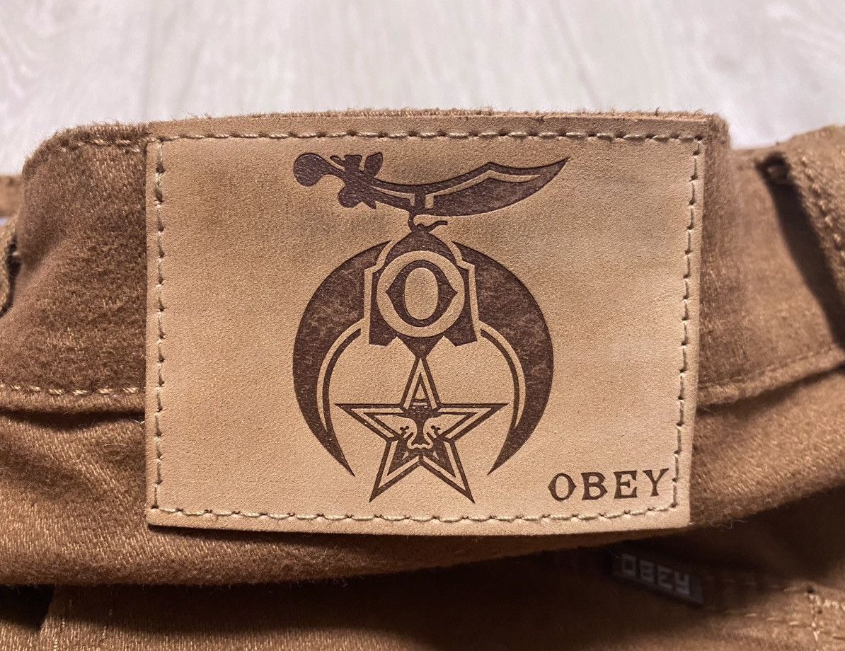 Obey × Shepard Fairey Obey Propaganda Brown Stretch Cotton Casual Trousers Pants Size US 32 / EU 48 - 21 Thumbnail