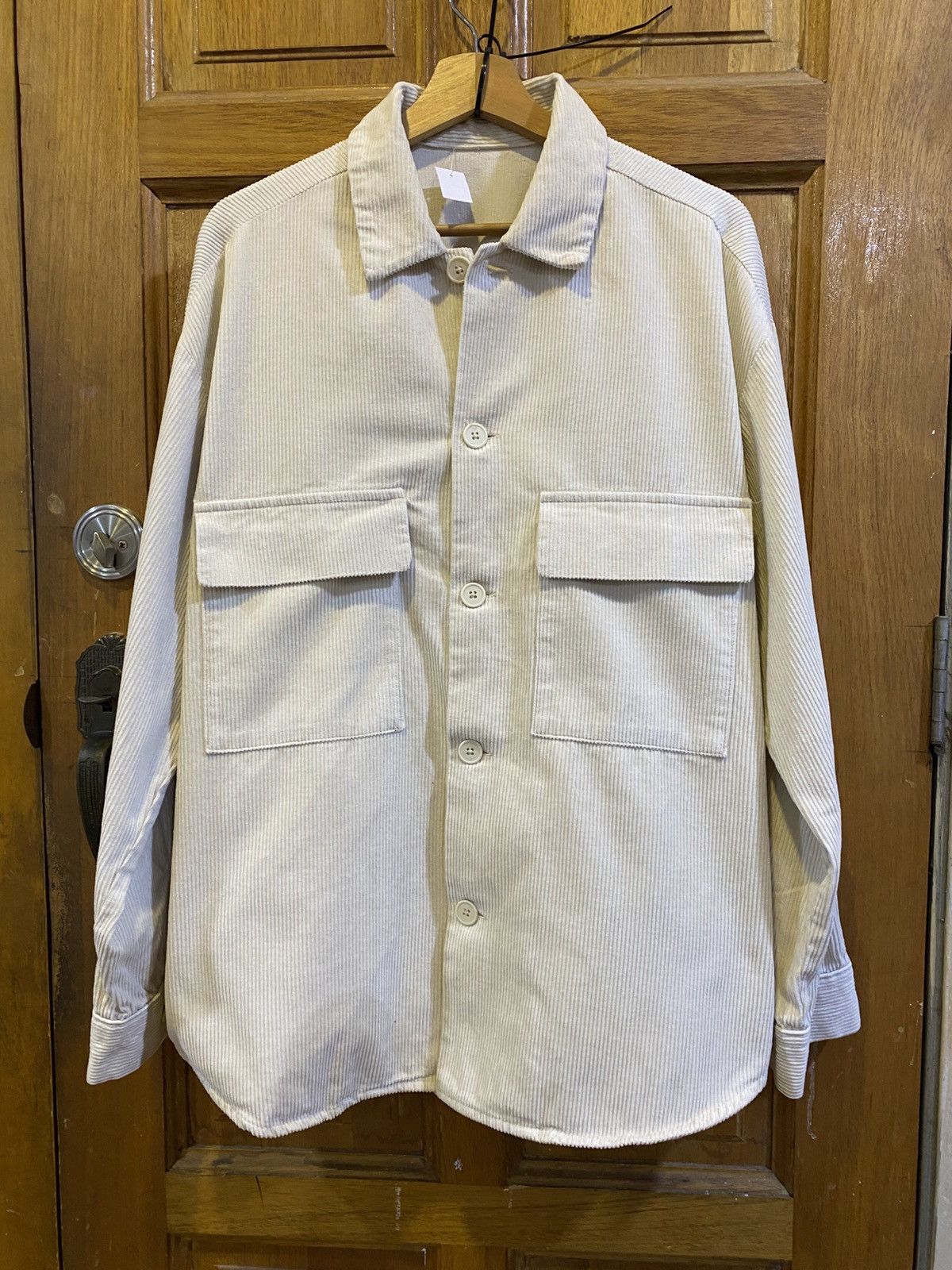GU GU Corduroy Overshirt Jacket Cream Beige Size US L / EU 52-54 / 3 - 1 Thumbnail
