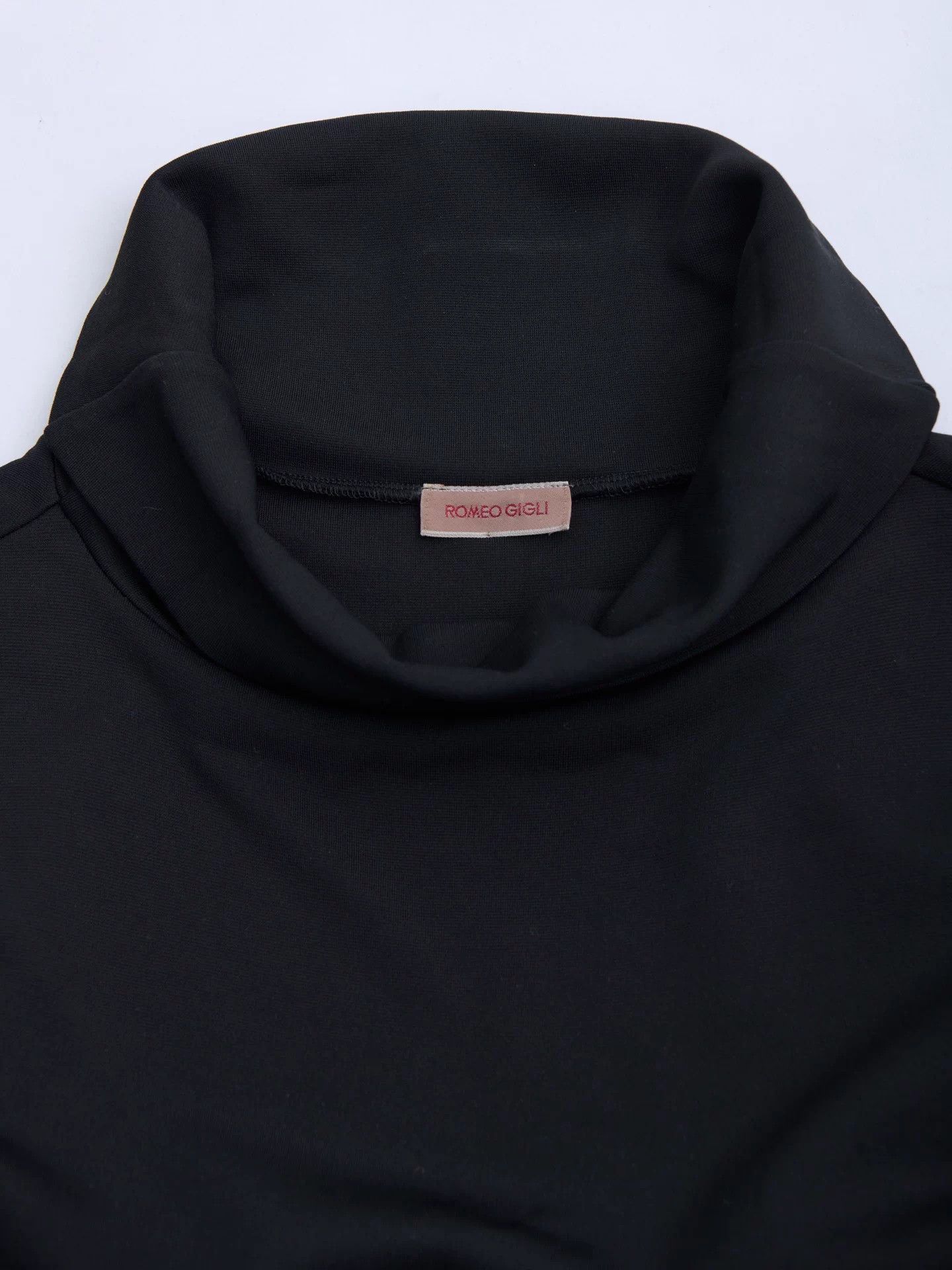 Romeo Gigli ROMEO GIGLI 90s Black Draped Neck Midi Dress 9AT Size M / US 6-8 / IT 42-44 - 8 Thumbnail