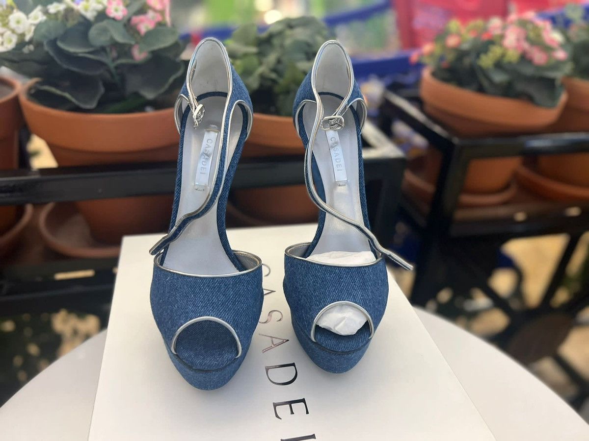 Casadei Denim heels , Blade Pumps Size US 8.5 / IT 38.5 - 2 Thumbnail