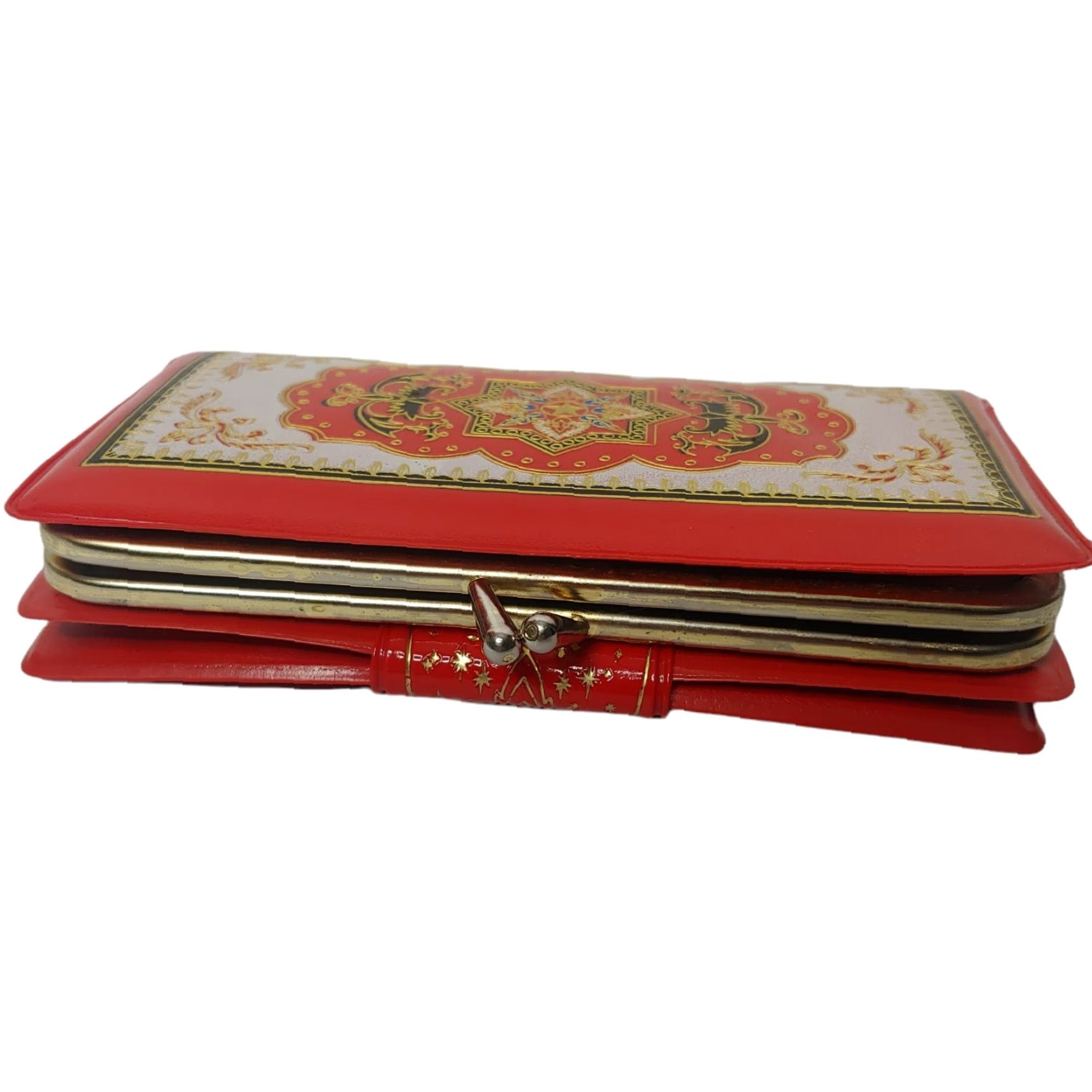 Changes VINTAGE Plastic Wallet Ethnic Mandala Red Gold Money Change Card Slots Size ONE SIZE - 6 Thumbnail