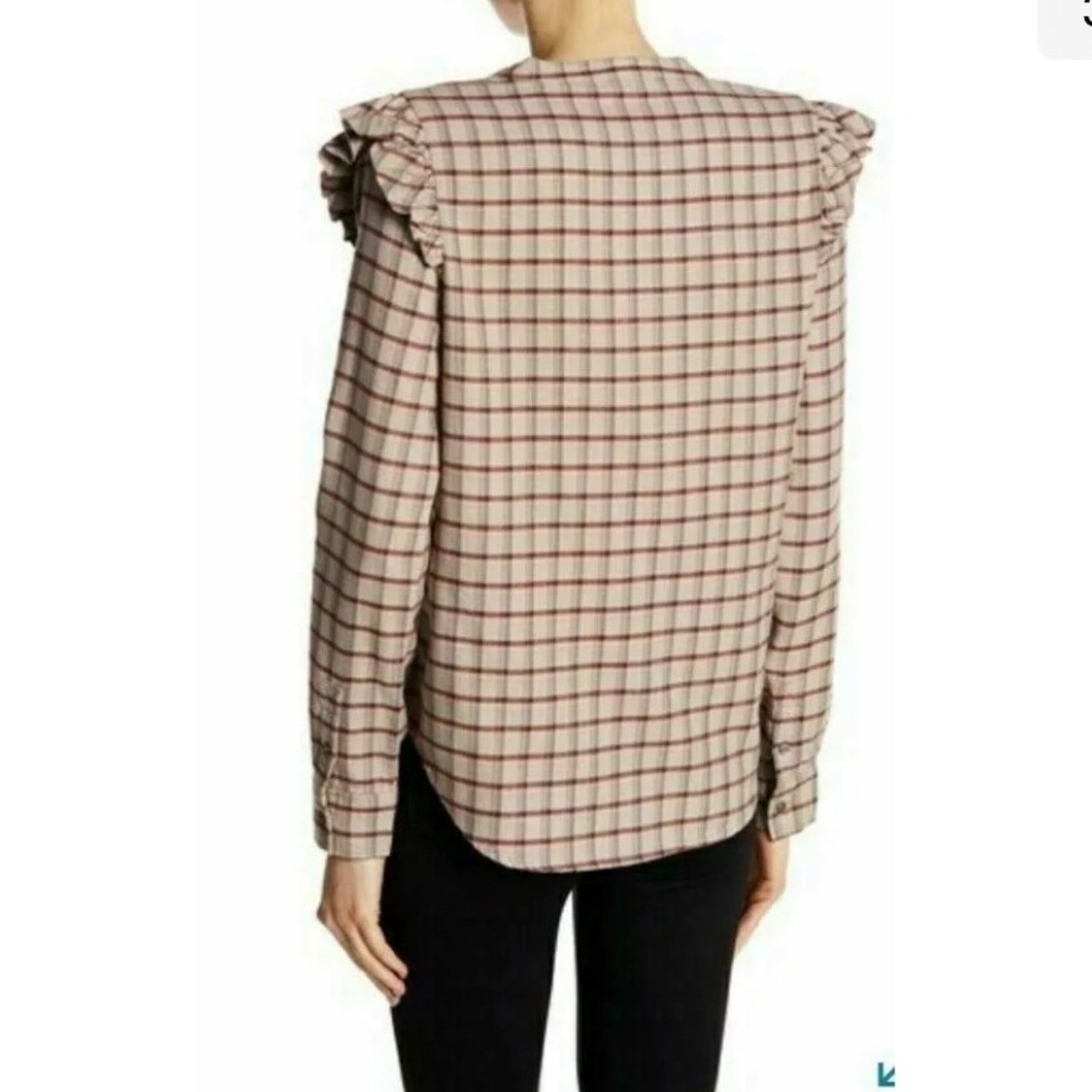 Paige Paige Jenelle Ruffle Plaid Long Sleeve Button Down Shirt Size M / US 6-8 / IT 42-44 - 2 Thumbnail