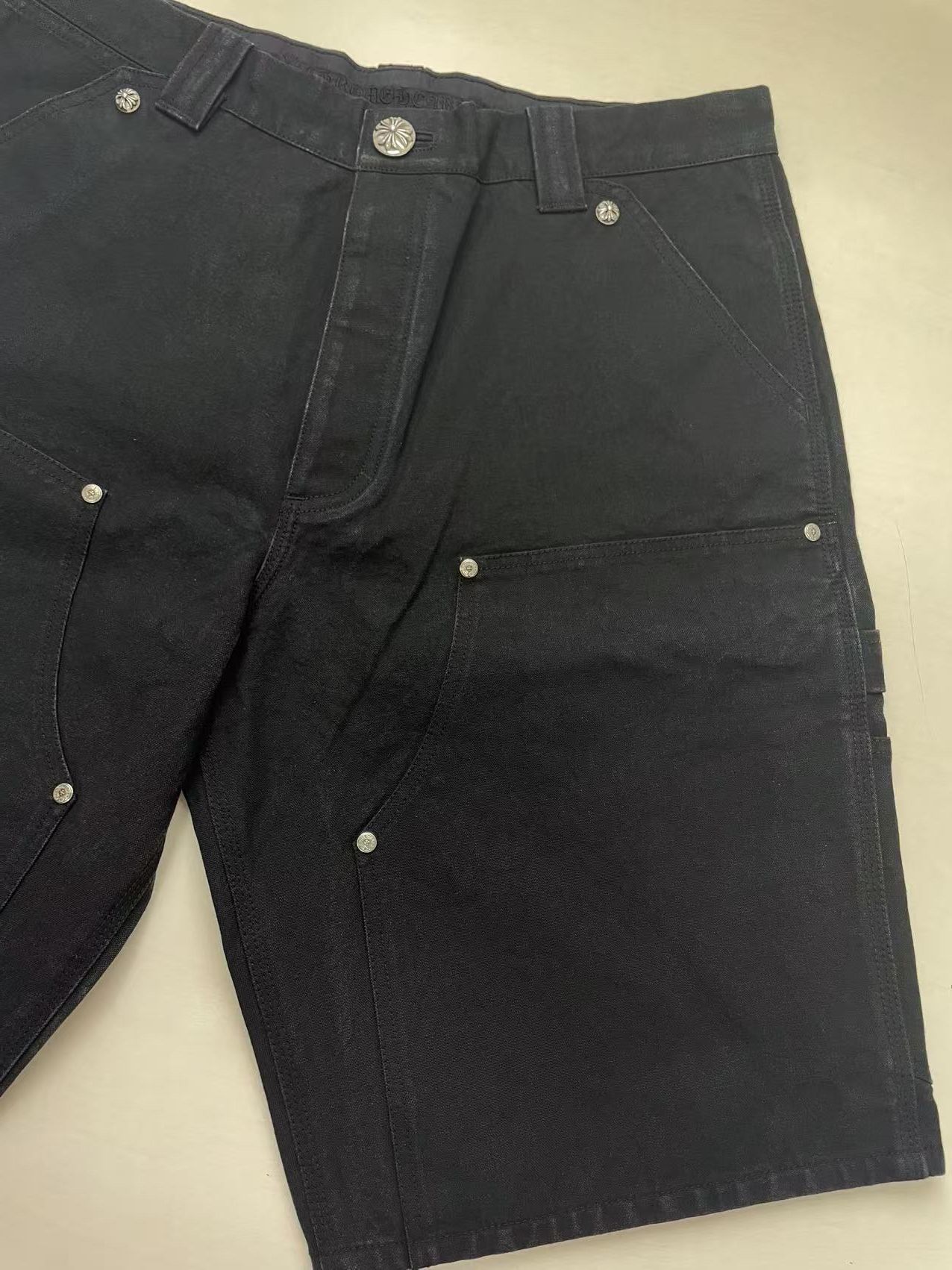 Chrome Hearts Chrome Hearts Black Cross Leather Patch Silver Button Shorts Size US 34 / EU 50 - 7 Thumbnail