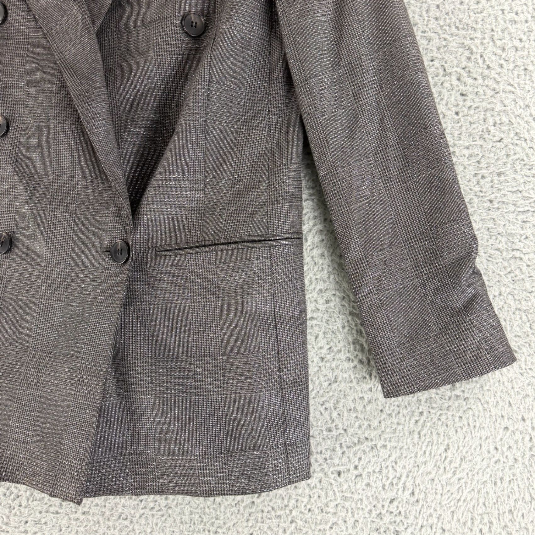 Allsaints AllSaints Isla Shimmer Check Blazer Jacket Womens Size 4 Gray Double Breasted LS Size S / US 4 / IT 40 - 3 Thumbnail