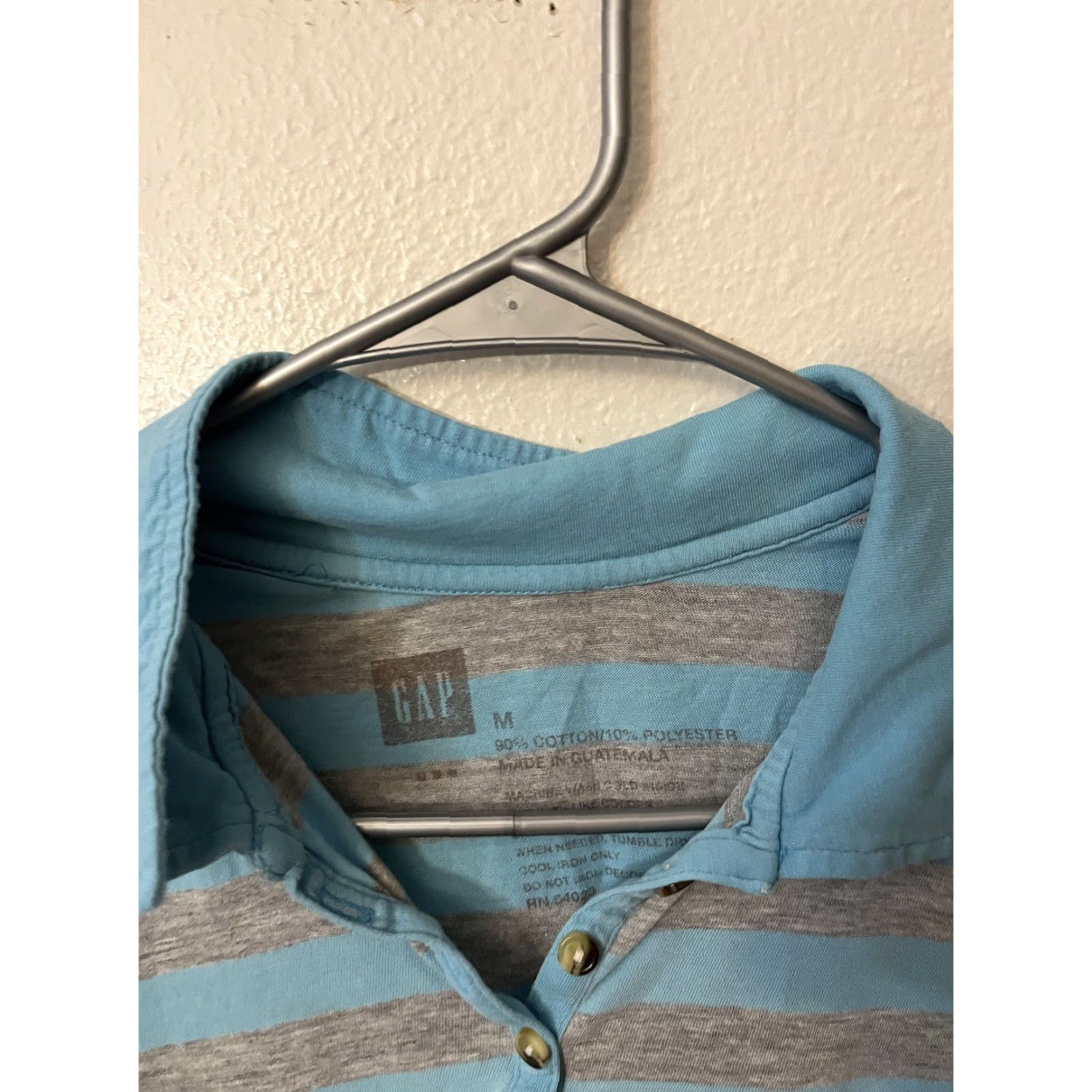 Gap VINTAGE Gap Stretch Blue Gray stripe Polo Shirt Women M Spring Size M / US 6-8 / IT 42-44 - 3 Thumbnail