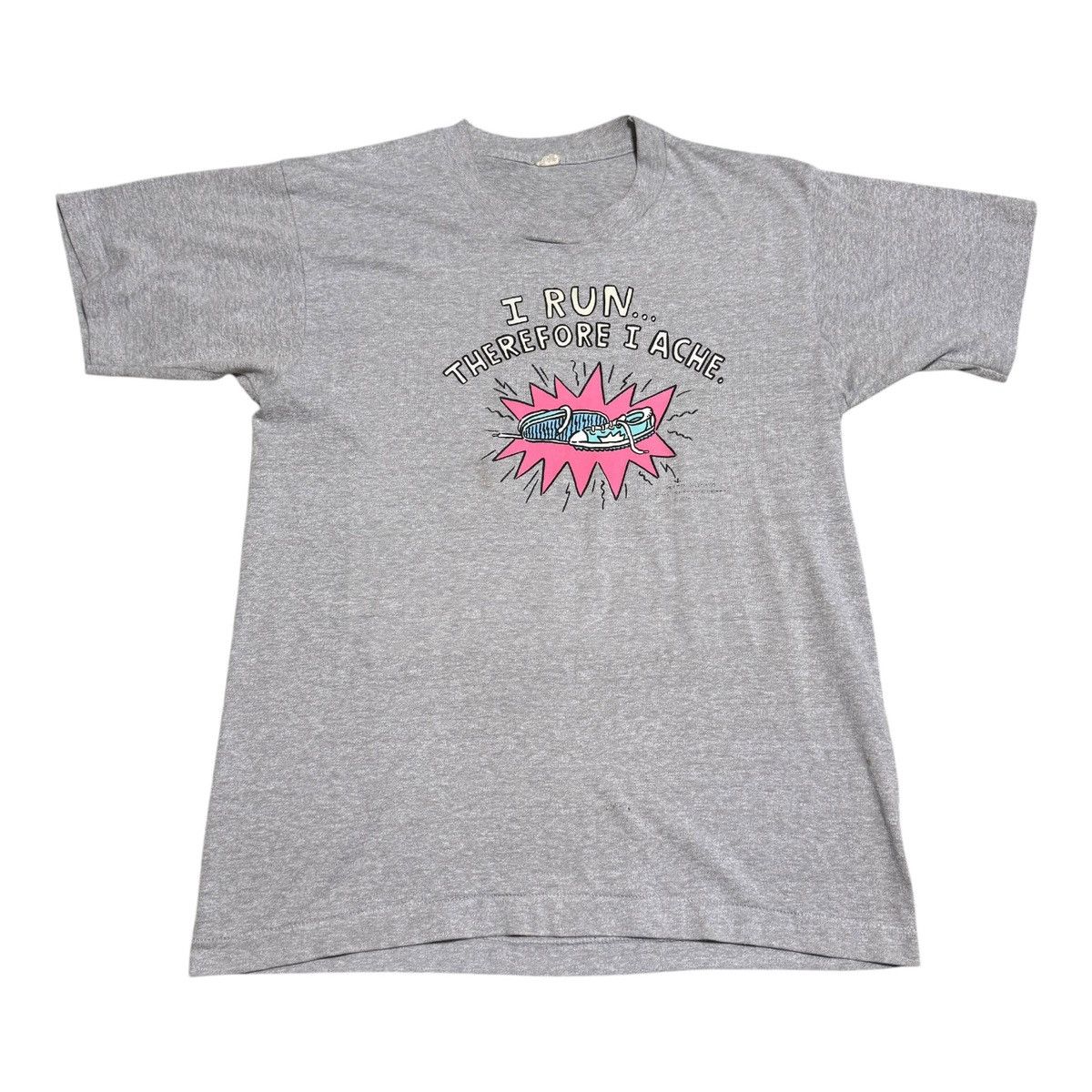 Vintage Vintage 80s I Run Therefore I Ache Stained Shirt Adult M Size US M / EU 48-50 / 2 - 1 Thumbnail
