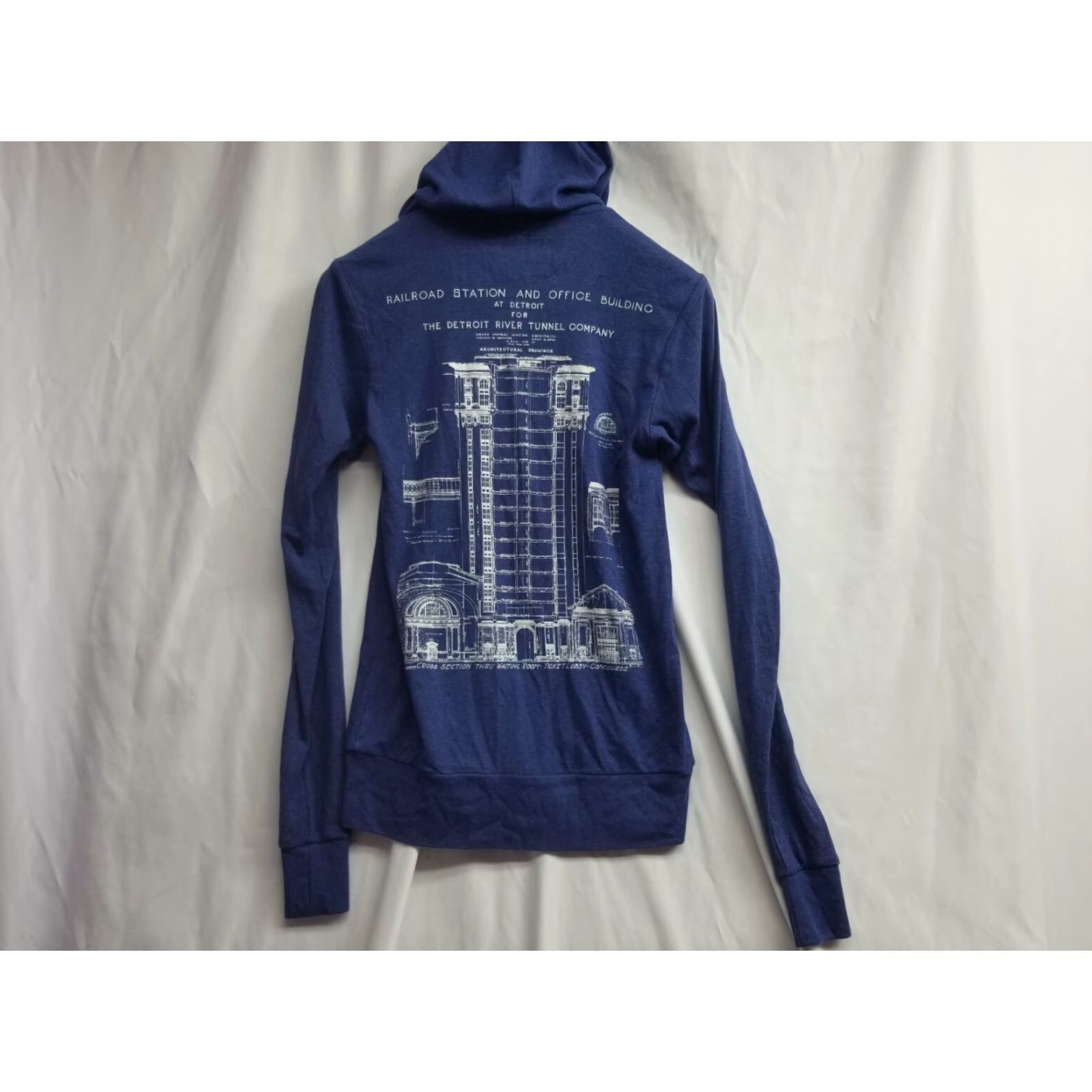 Vintage VINTAGE Well Done Goods Detroit USA Hoodie shirt Size XS Railroad Station blue Zip Up Size US XS / EU 42 / 0 - 2 Thumbnail
