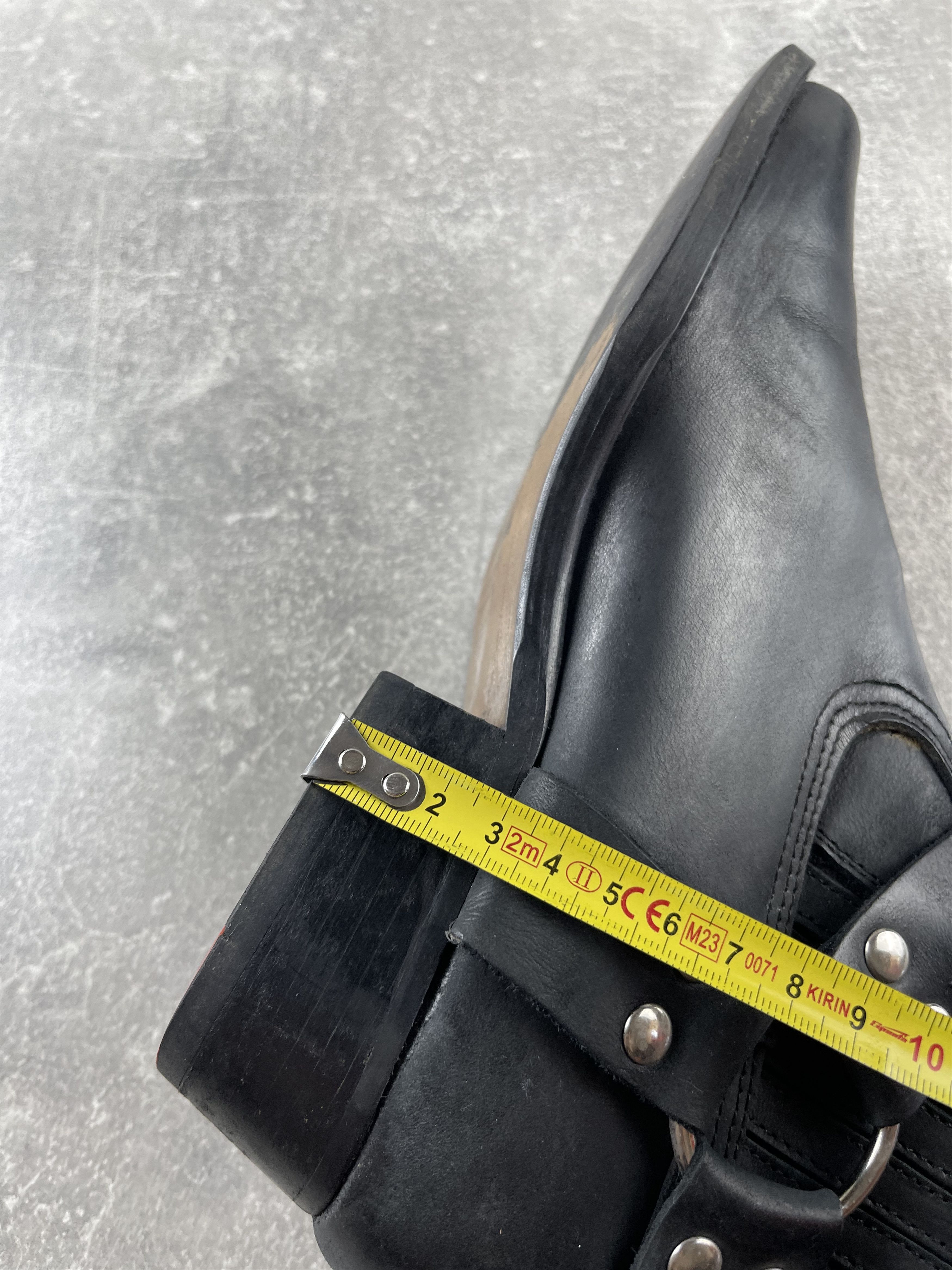 Ma+ Black leather avant garde western cowboy harness boots Size US 7 / IT 37 - 6 Thumbnail