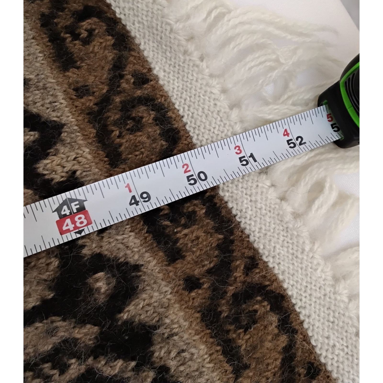 Other Fotrama Shawl O/S Brown Fringe 100% Alpaca Wool Handmade Size ONE SIZE - 9 Thumbnail