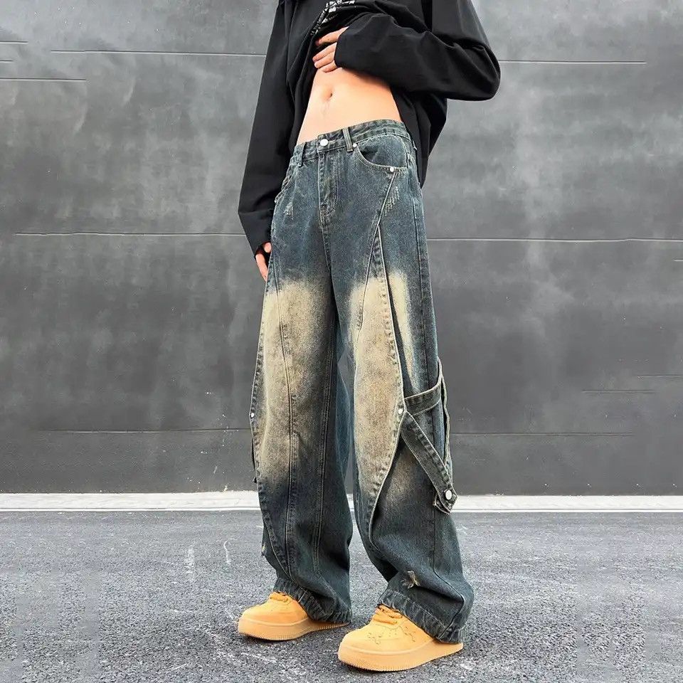 Denime × Vintage Baggy Jeans Men Streetwear Original Wide Leg Trousers Casual Size US 30 / EU 46 - 3 Thumbnail