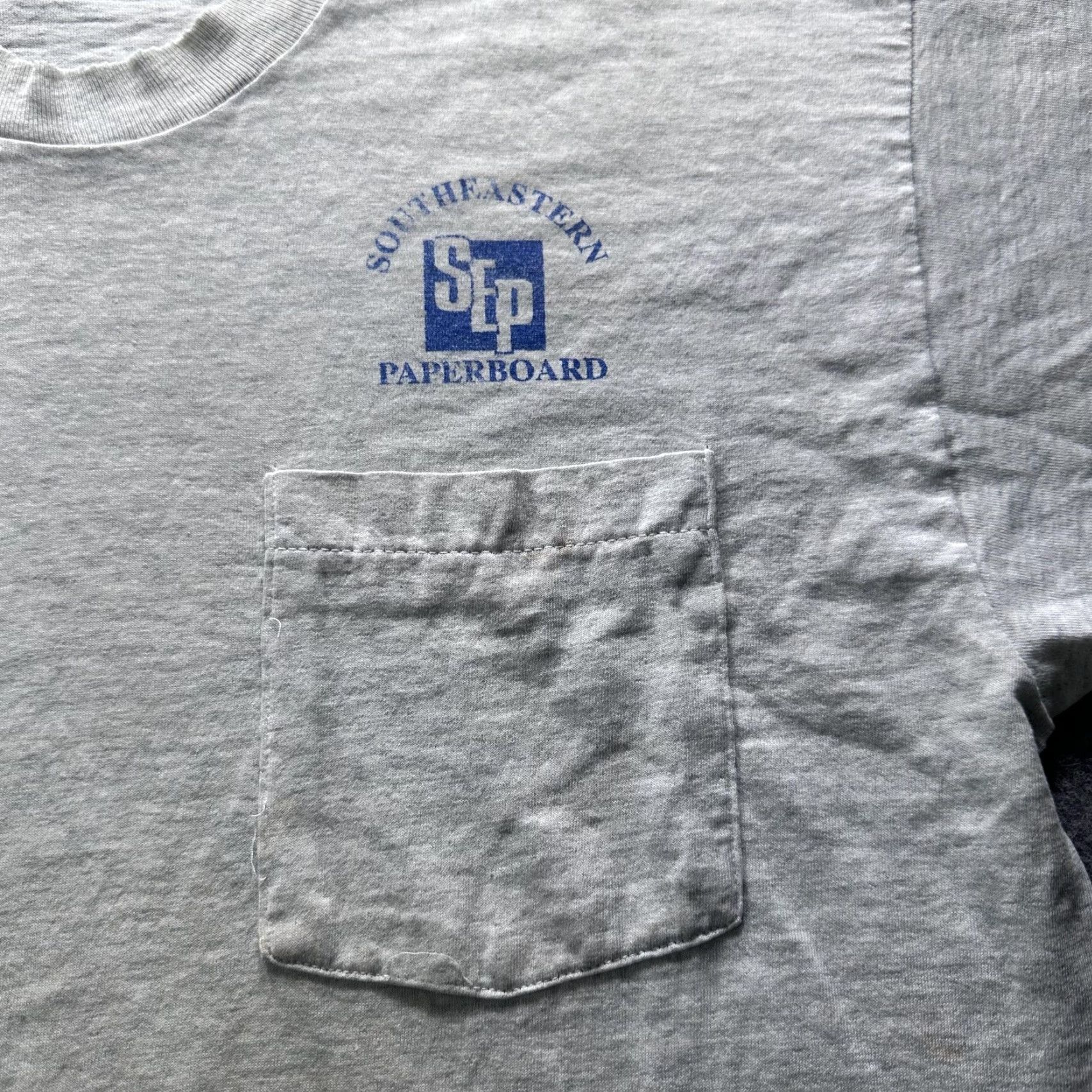 Logo 7 VINTAGE Southeastern Paperboard Shirt Mens Medium Gray Pocket Logo Workwear SS Size US M / EU 48-50 / 2 - 4 Thumbnail